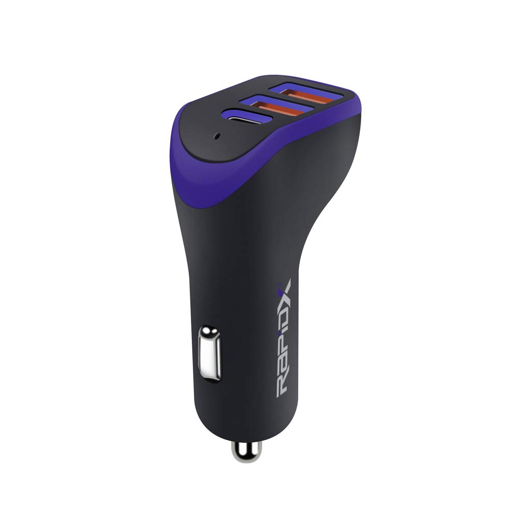 X3PD 35W 3-Port Compact Car Charger with 18W USB-C PD - Fast Charging for iPhone 15/14/13/12/11 Pro Max, iPad, Samsung Galaxy S21/Note 20, Google Pixel - Perfect for Road Trips & Daily Commutes