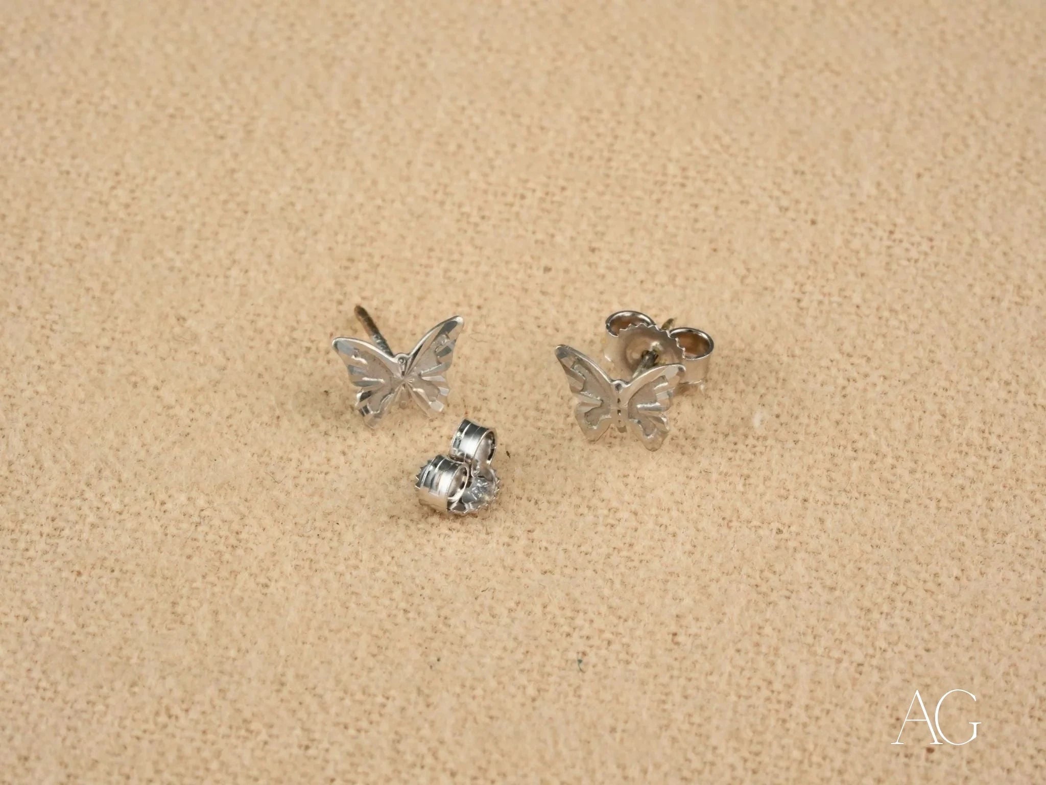18K White Gold Butterfly Stud Earrings for Women – Elegant FlutterGleam Jewelry Gift for Her, Perfect for Weddings, Anniversaries & Everyday Wear
