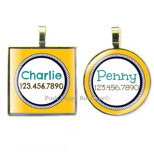 Custom Engraved Silver Pet ID Tag for Dogs & Cats - Personalized Nautical Canary Design - Perfect for Travel, Hiking & Outdoor Adventures
