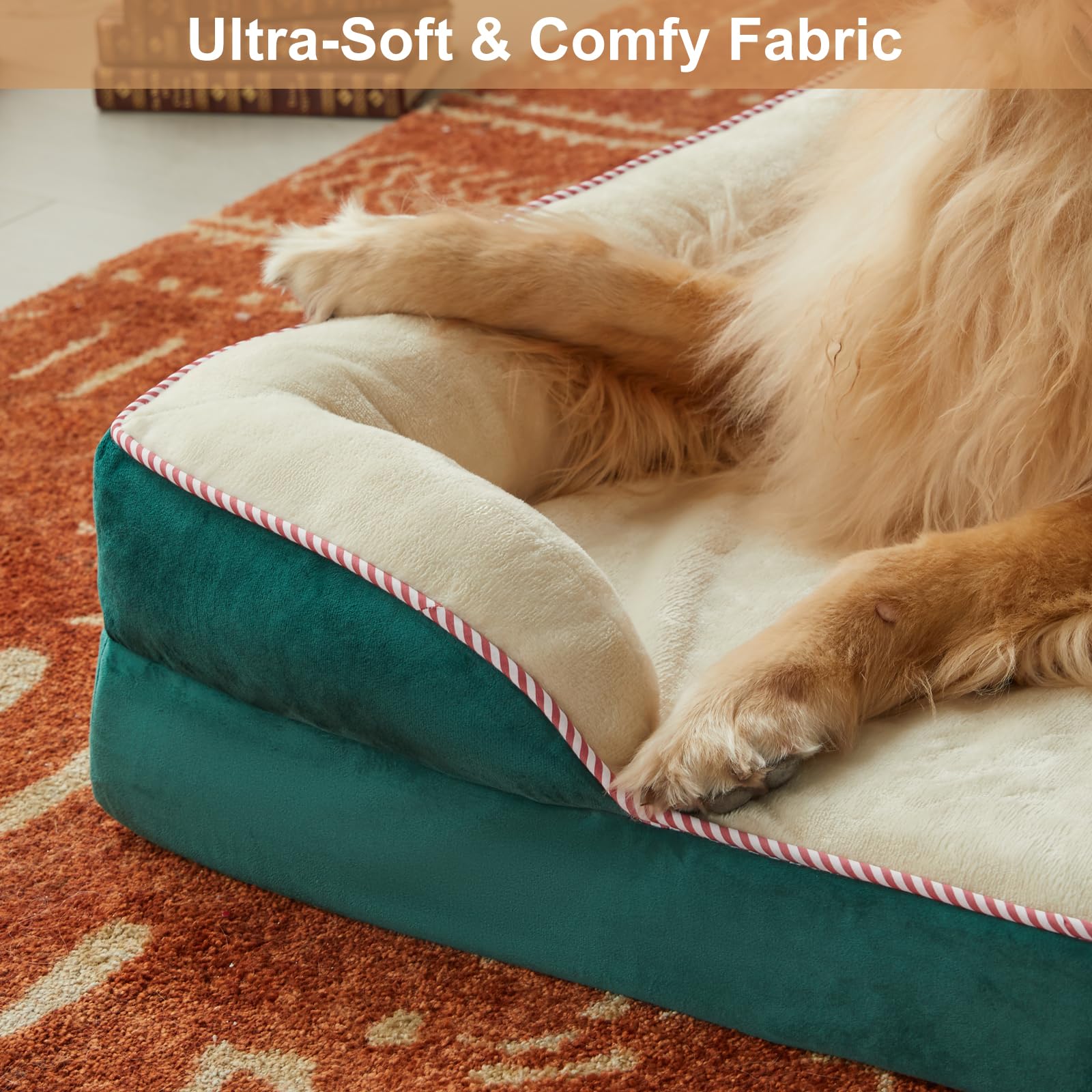 Orthopedic Dog Bed for Large Dogs - Waterproof Pet Sofa with Removable Washable Cover, Medium Support Bed with Raised Sides - Perfect for Elderly Dogs & Joint Pain Relief in Living Room or Bedroom