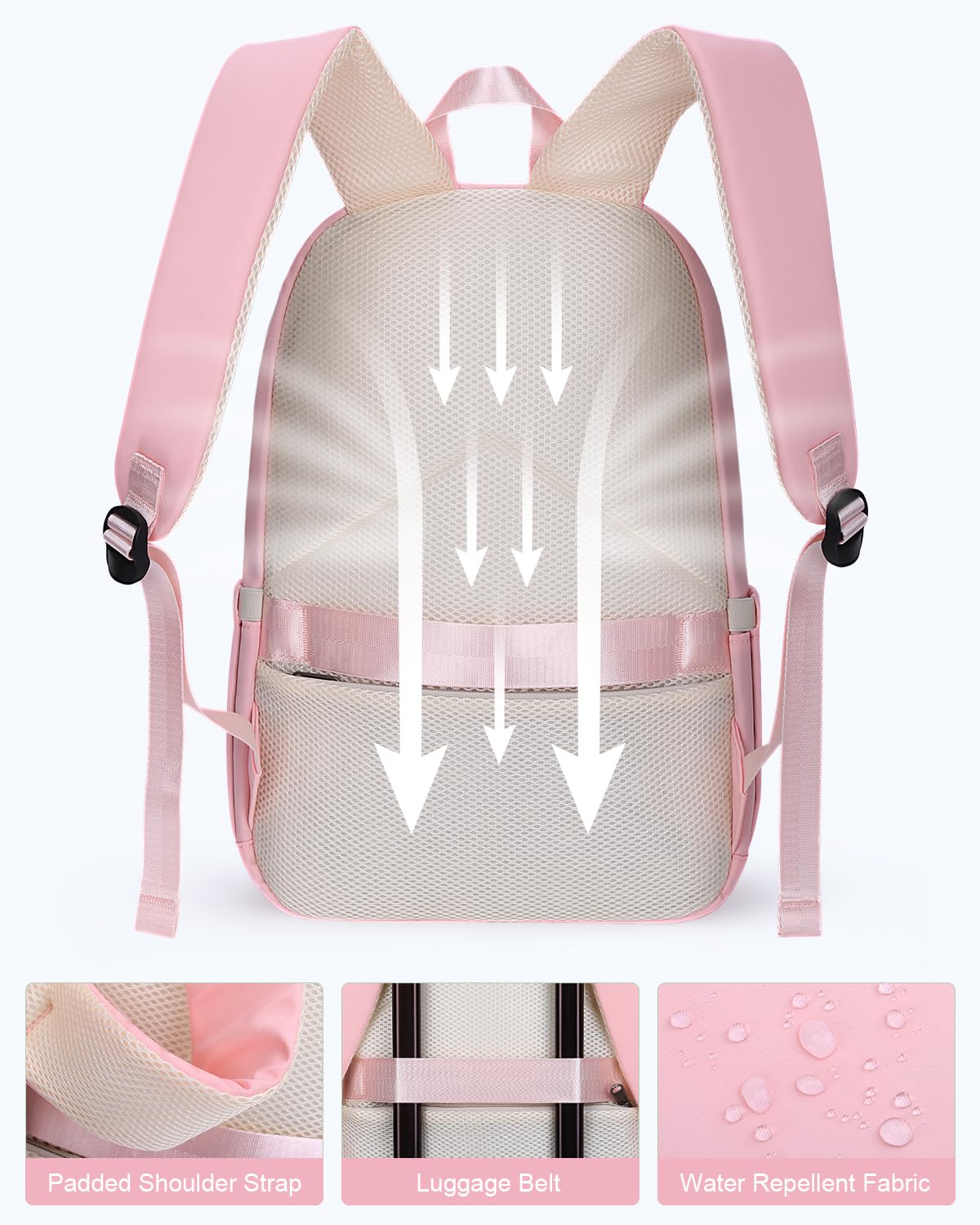 HOMIEE Lightweight Stylish Water-Resistant Laptop Backpack for Women & Men - 15.6 Inch School Backpack, College Backpack, Travel Daypack, Work Commuter Bag (Pink) - Perfect for Office, Campus & Weekend Getaways
