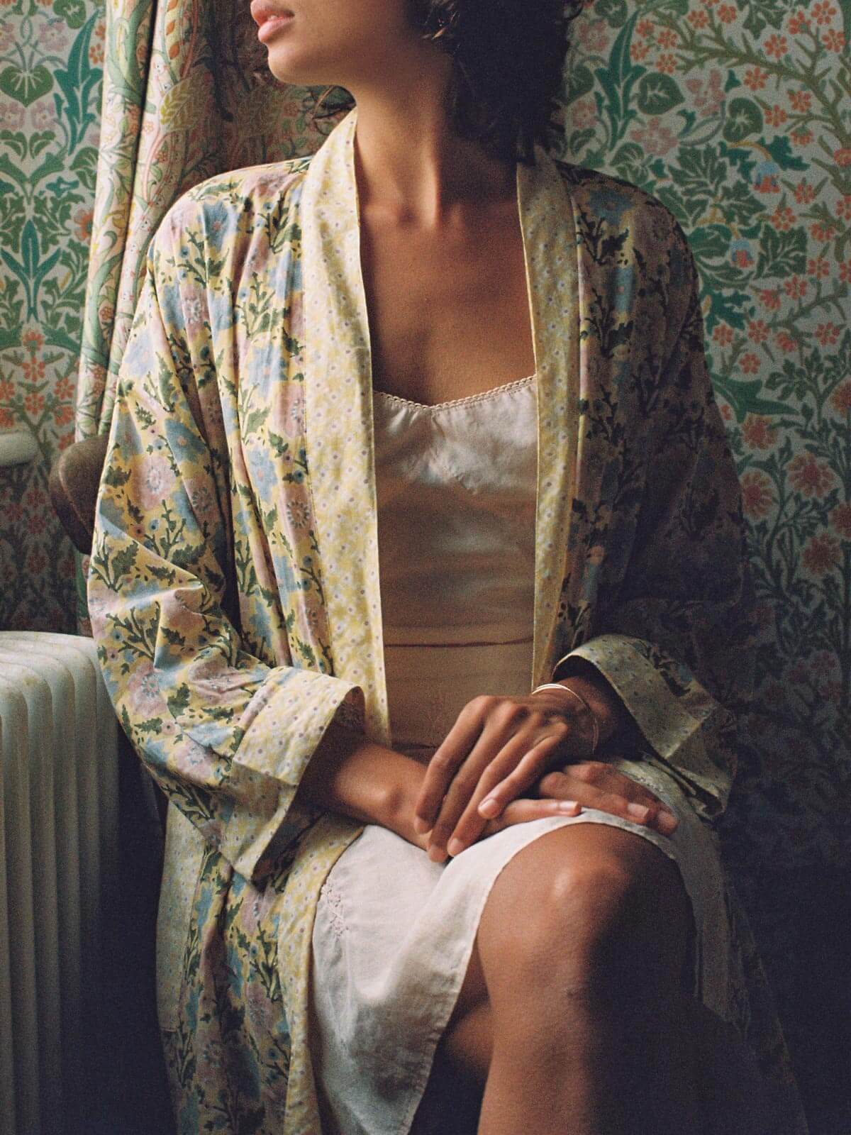 Handmade Block Print Cotton Robe in Buttermilk - Soft & Breathable Loungewear for Spa Days & Relaxation at Home