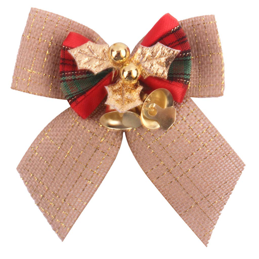DDLmax Christmas Bow with Iron Bells - Elegant Holiday Wreath for Christmas Tree Decorations, Front Door, Fireplace & Festive Home Décor