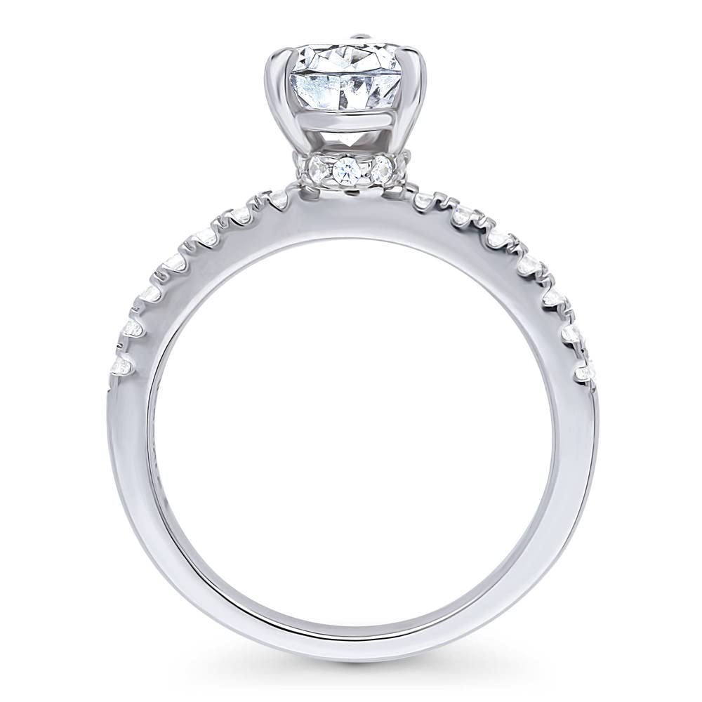 BERRICLE 1.8 Carat Pear Cut Cubic Zirconia Sterling Silver Solitaire Engagement Ring for Women - Hidden Halo Promise Wedding Ring, Rhodium Plated Size 4-10 - Perfect for Proposals, Anniversaries & Special Occasions