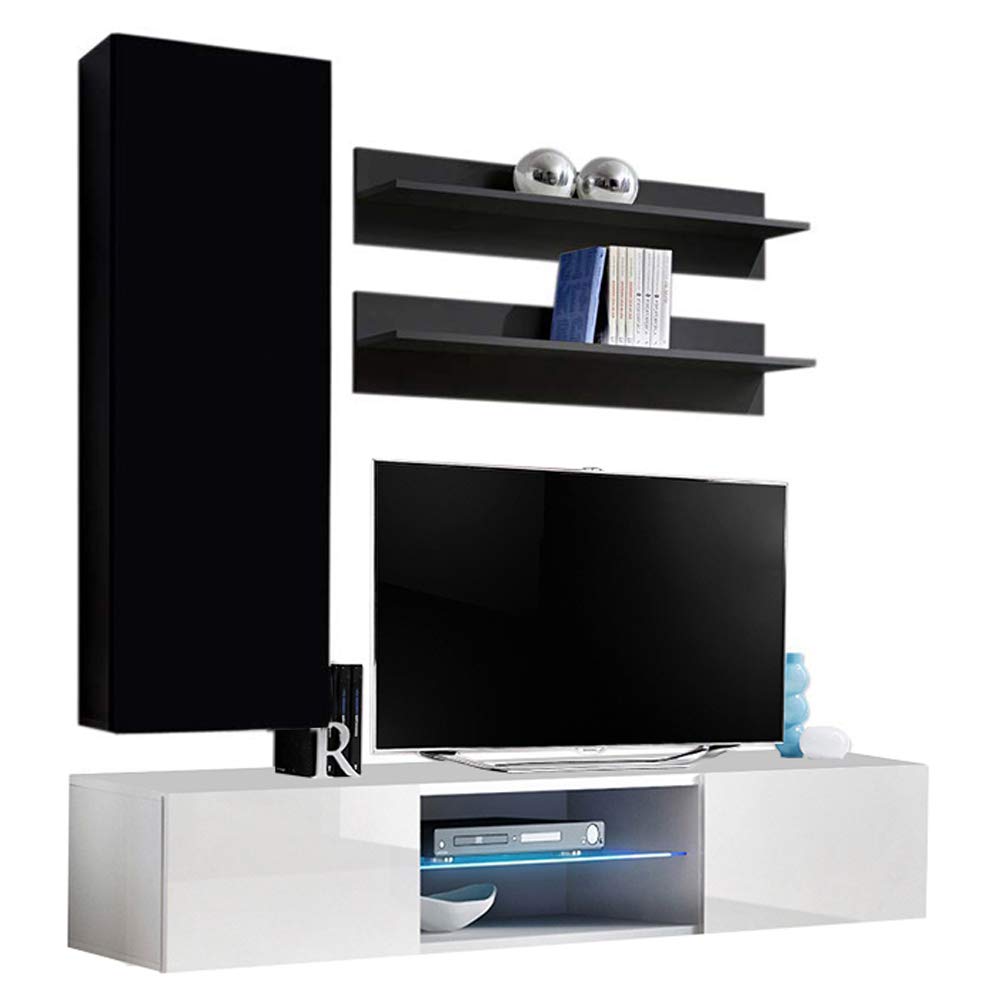 Modern Floating TV Stand with Storage & LED Lights - Wall Mounted Entertainment Center for Bedroom & Living Room - 33