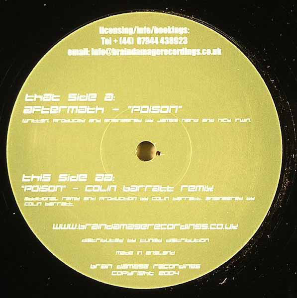 Aftermath (2) – Poison Label: Brain Damage Recordings (UK) – BDR005 | Underground Electronic Music Vinyl Record for DJs & Collectors | Perfect for Dark Techno Sets & Rave Parties