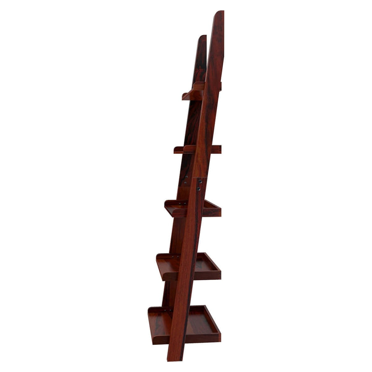 Stylish Solid Wood 5-Tier Leaning Ladder Bookcase - Open Shelf Display for Books, Plants & Home Decor | Perfect for Living Room, Bedroom & Office Organization