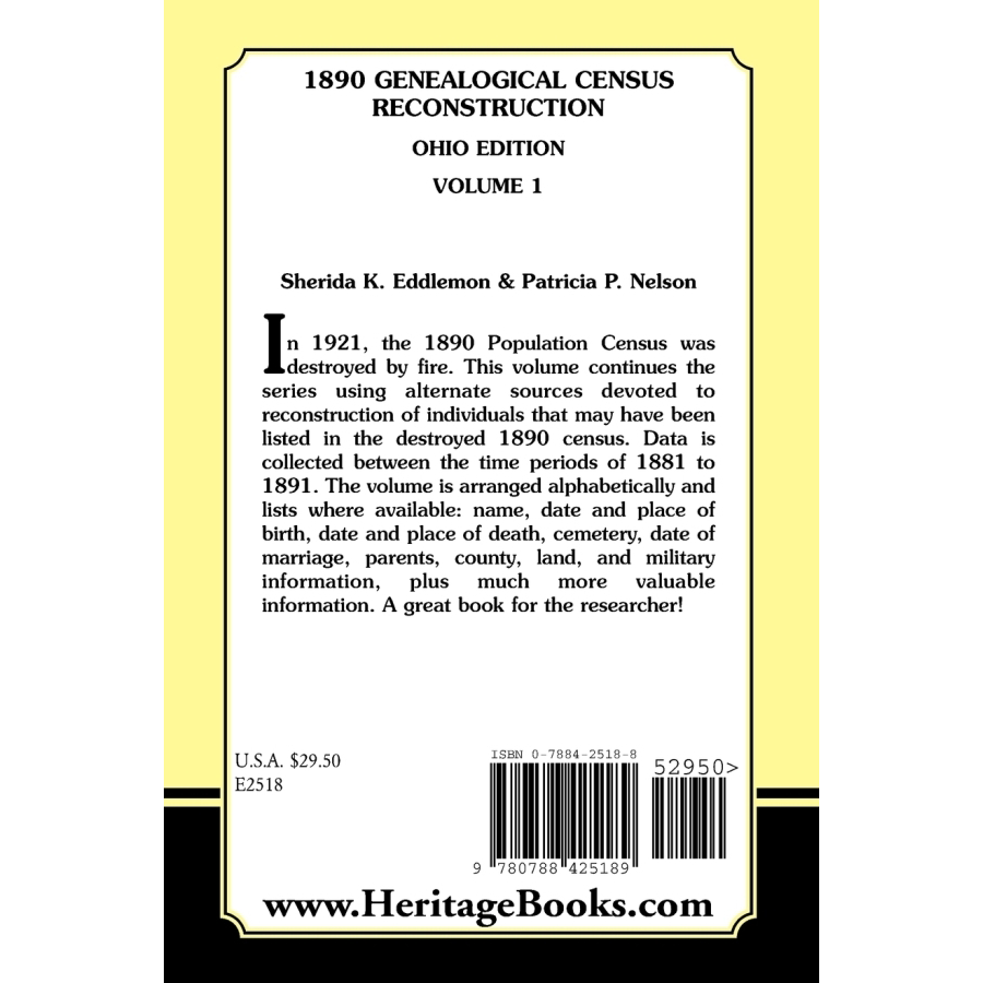 1890 Genealogical Census Reconstruction Ohio Edition Volume 1 - Historical Family Research Records for Ancestry & Genealogy Studies | Perfect for Historians, Family Tree Researchers & History Enthusiasts