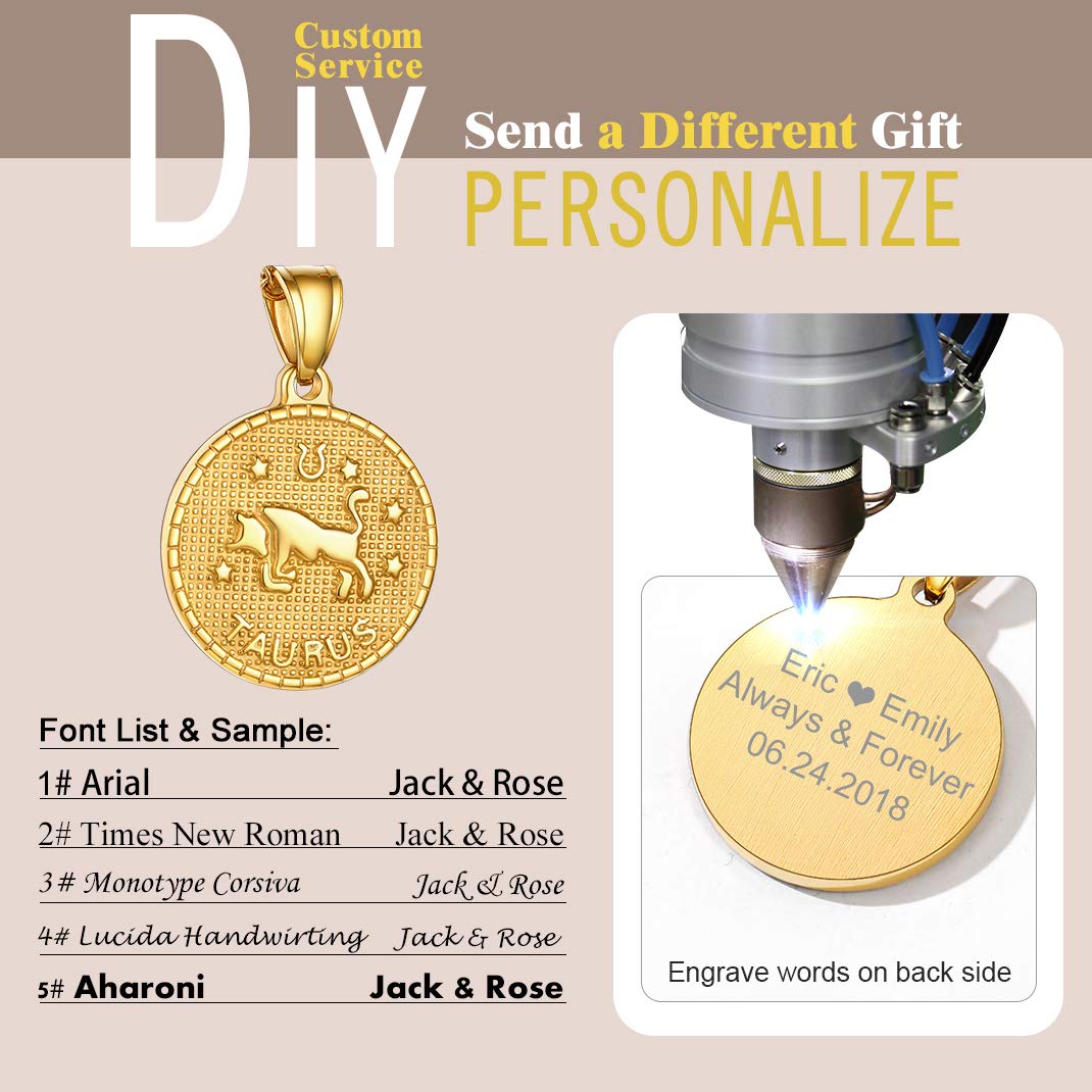 GOLDCHIC Zodiac Necklace for Women & Men - 14K Gold Plated Constellation Coin Pendant, Horoscope Astrology Jewelry Gift | Perfect for Birthday, Anniversary & Daily Wear Lucky Charm
