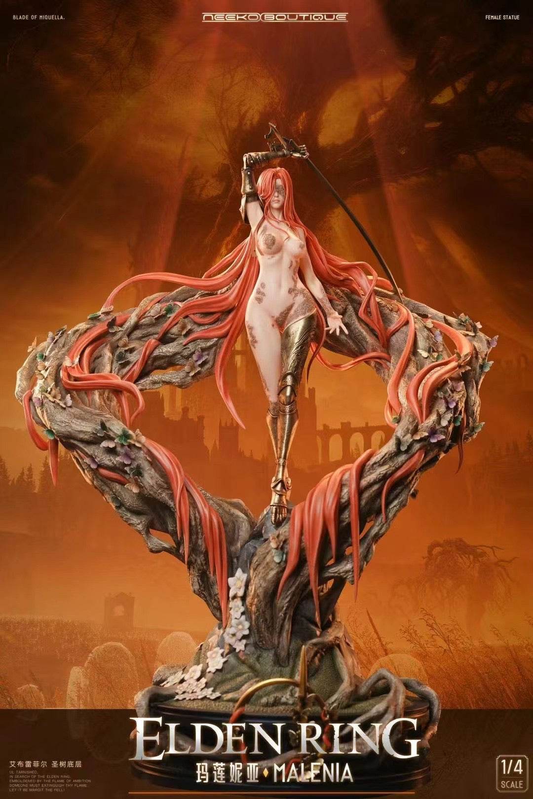 Elden Ring Malenia Blade of Miquella Action Figure - Malenia the Severed Goddess Collectible Statue for Gamers & Anime Fans | Perfect for Display, Gaming Room Decor, and Gift for Elden Ring Lovers
