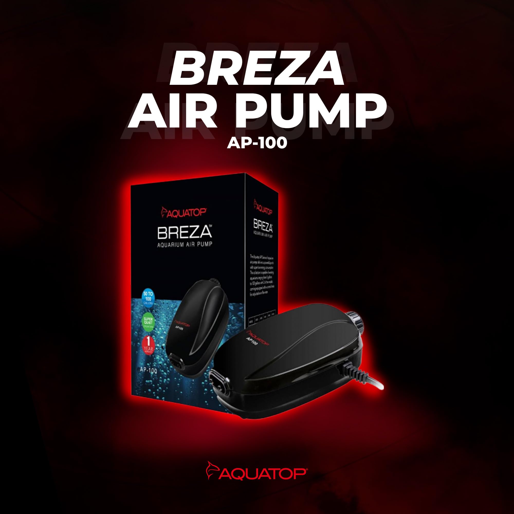 Aquatop Breza Aquarium Air Pump - Quiet Oxygen Pump for Fish Tank, 2.5W Energy Efficient - Perfect for Freshwater & Saltwater Aquariums, Fish Bowls, Hydroponics