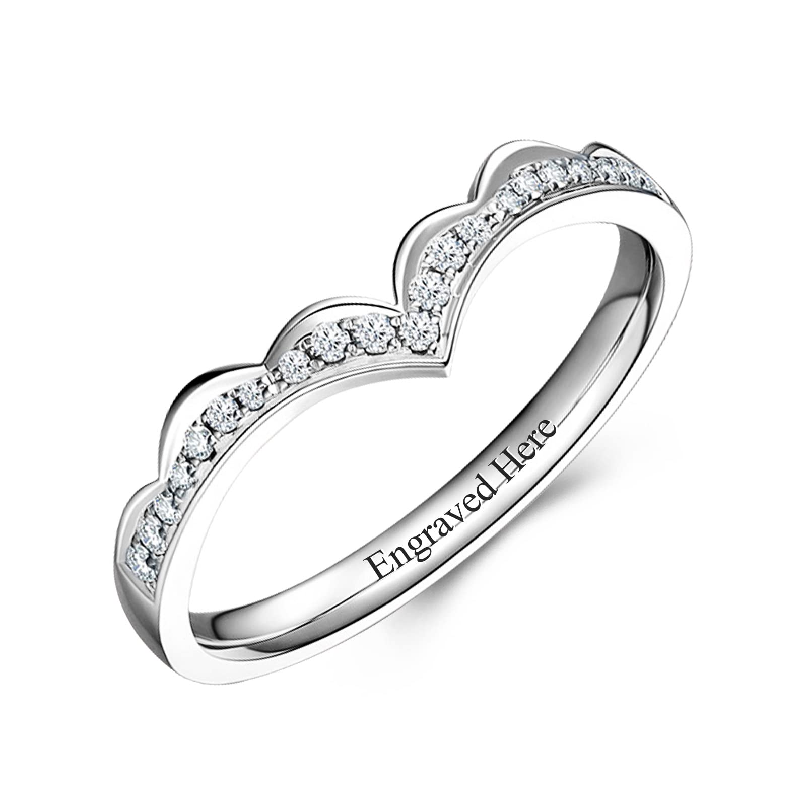 DIYA Sterling Silver Moissanite Diamond Ring - Personalized Custom Engraved Wedding & Engagement Ring for Women - Anniversary Jewelry Gift - Perfect for Proposals, Bridal Sets & Romantic Occasions