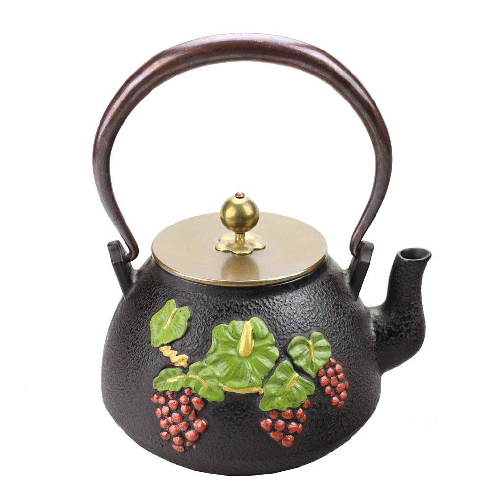 Premium Japanese-Style Cast Iron Teapot - 1.2L Retro Ceramic Tea Kettle with Flat Bottom for Charcoal Stove & Induction Cooker - Traditional Chinese Tea Set for Home Brewing, Office Use & Gift Giving