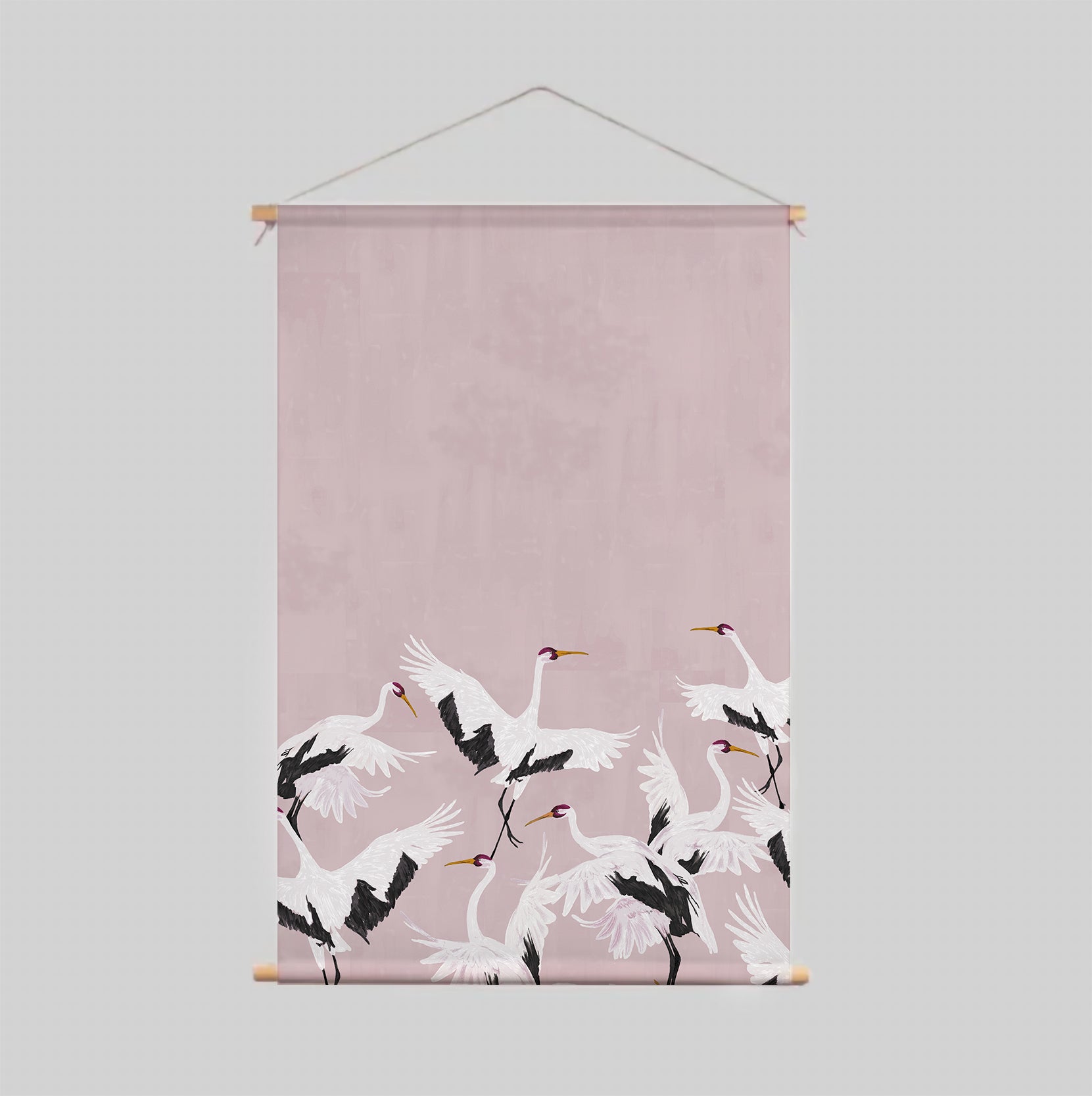 Stork Pink Textile Poster - Nursery Wall Decor, Baby Shower Gift, Kids Room Art - Perfect for Home & Office Decoration