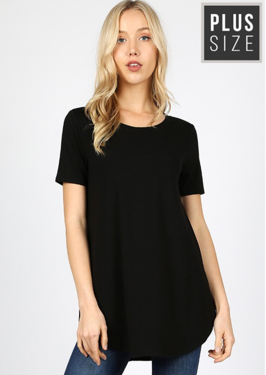 Plus Size Short Sleeve Scoop Neck T-Shirt for Women - Comfortable Casual Top for Everyday Wear, Workout & Lounge
