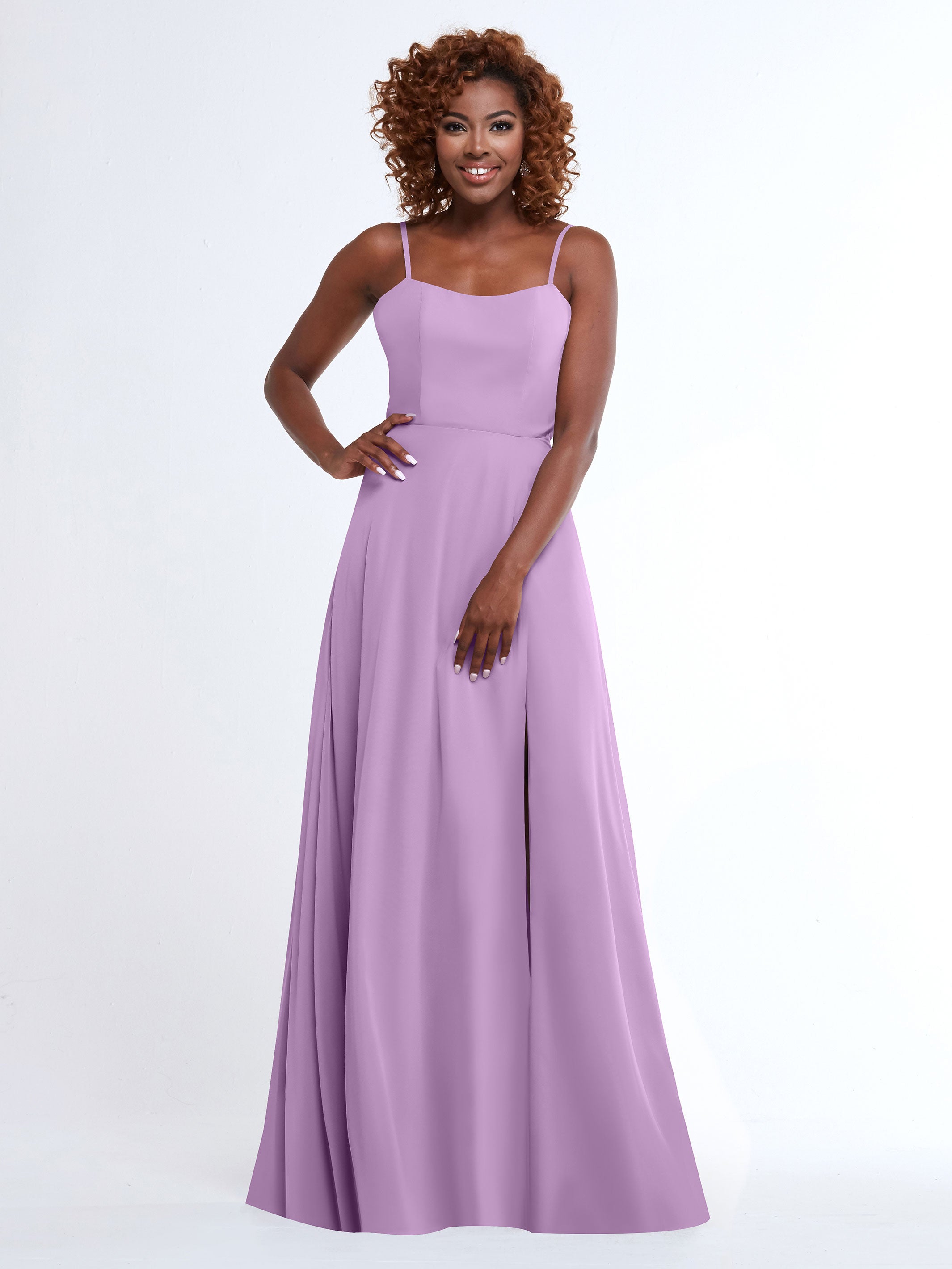 Elegant A-Line Bridesmaid Dresses with Flowy Chiffon Skirt & Thigh High Slit - Perfect for Weddings, Formal Events & Special Occasions