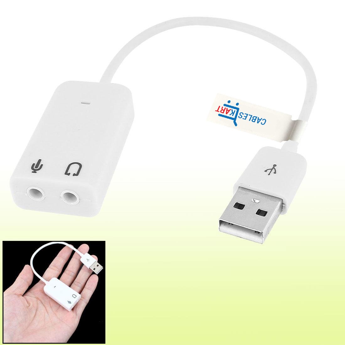 7.1 Channel USB Sound Card - 3D Surround Audio Adapter for PC/Laptop - White | Perfect for Gaming, Streaming & Music Production