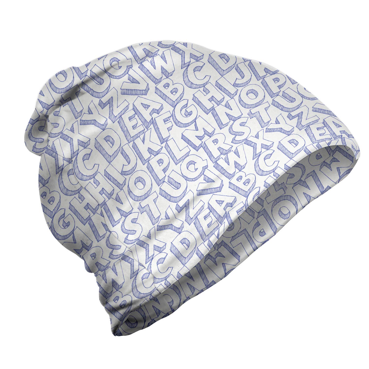 Ambesonne Unisex Beanie with Uppercase Alphabet Letters - Warm Winter Knit Hat for Men & Women - Perfect for Hiking, Outdoor Activities & Cold Weather Fashion