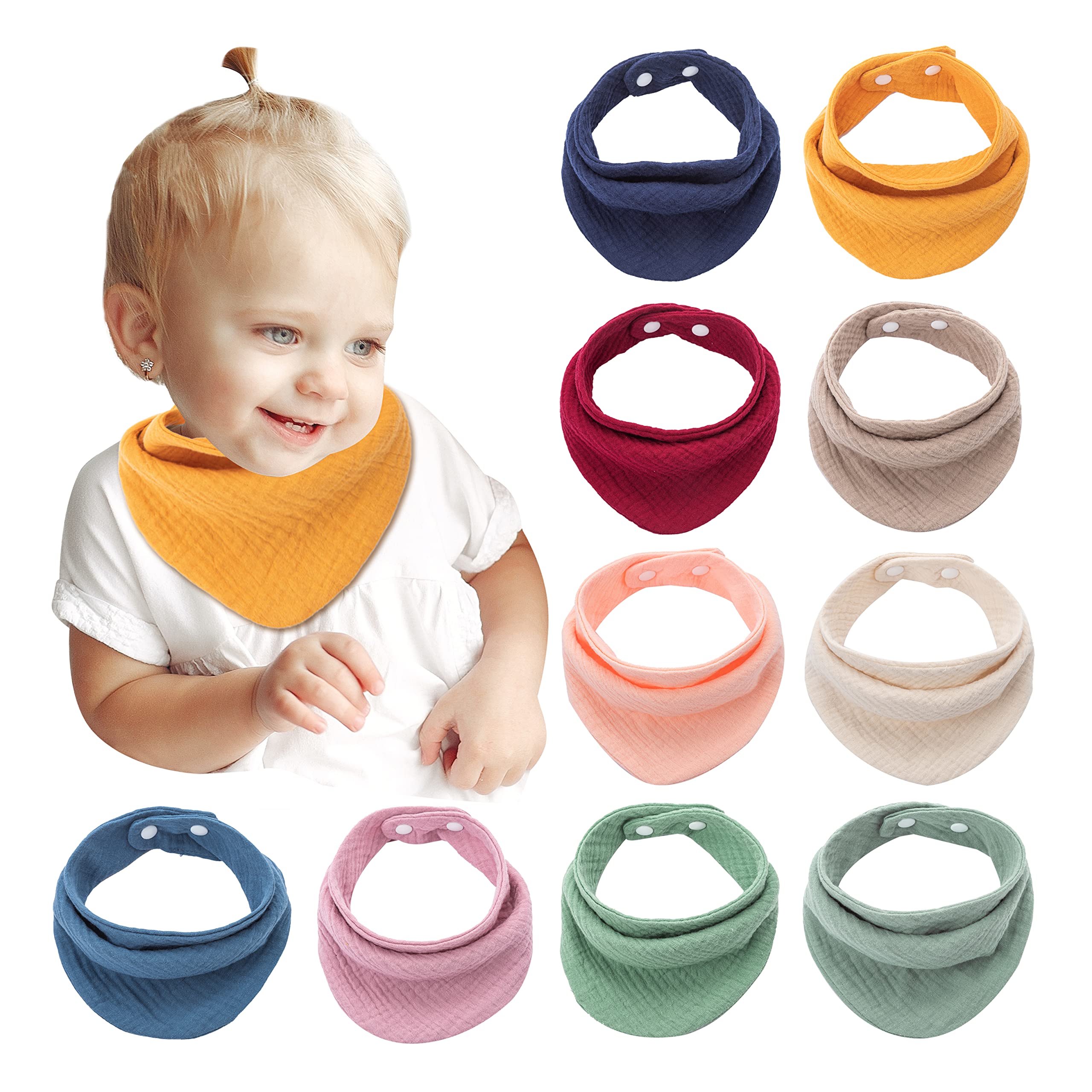**Soft Muslin Cotton Baby Bandana Drool Bibs Set - Unisex Teething Bibs for Newborns, Boys & Girls - Perfect for Feeding, Teething & Messy Playtime**