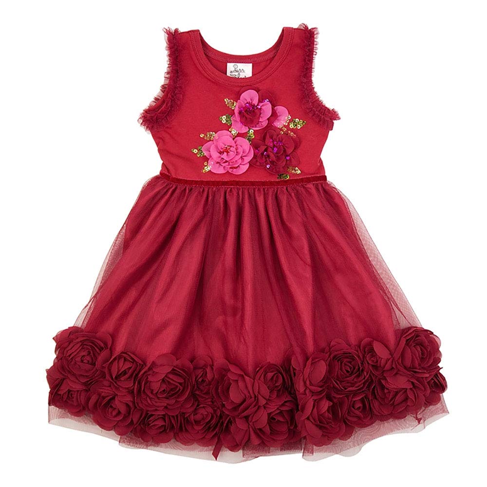 Haute Baby Gorgeous Ruby Sparkle Holiday Dress - Elegant Christmas Party Outfit for Toddler Girls, Perfect for Family Photos & Special Occasions