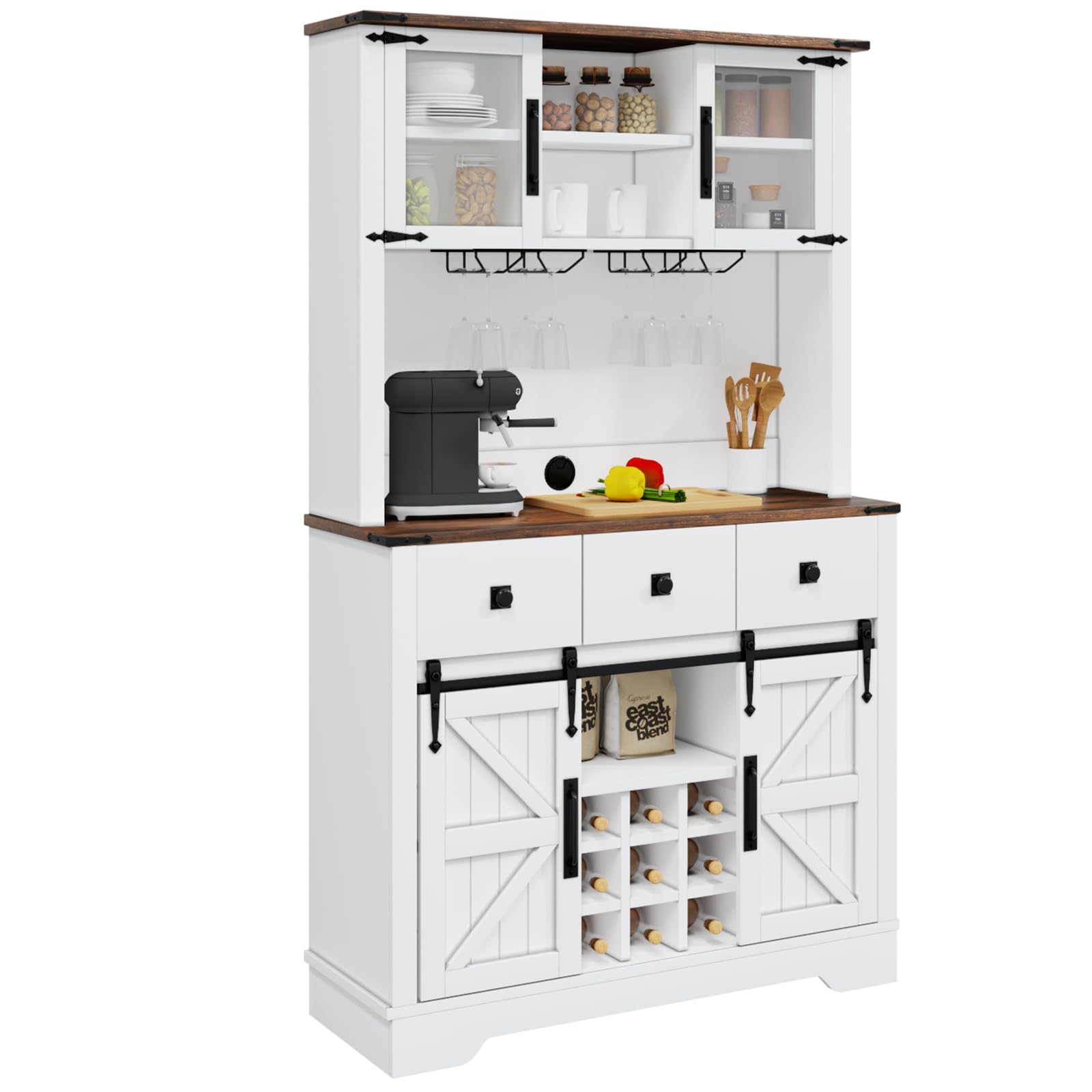 Farmhouse Coffee Bar Cabinet with Storage - 72