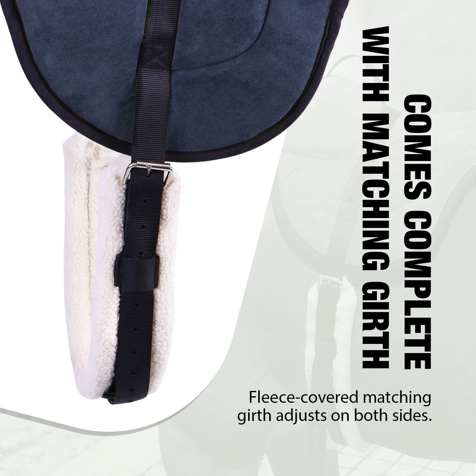 Harrison Howard Equestrian Saddle Pad - Breathable Horse Riding Pad with Girth & Non-Slip Bareback Pad for English & Western Riding | Trail Riding, Dressage & Training