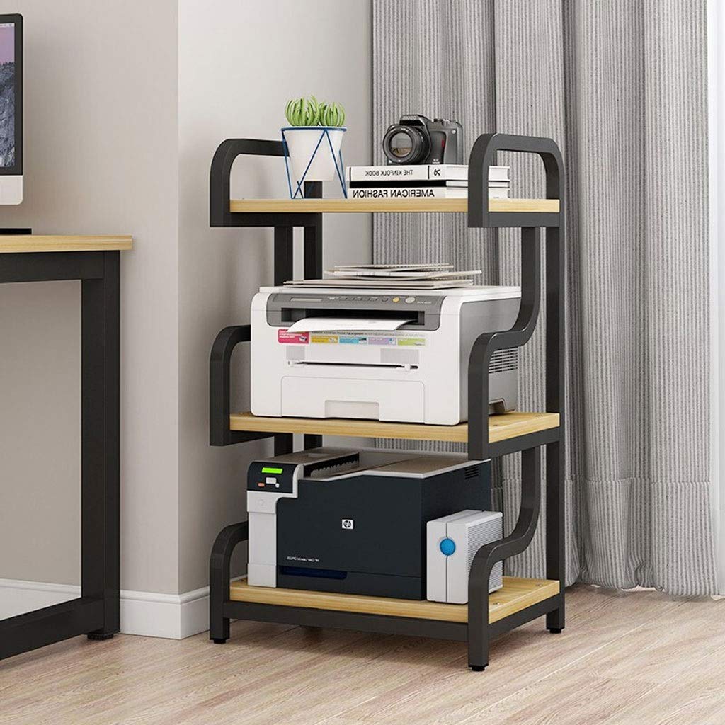 Steel Frame Printer Stand with 4-Tier Storage Shelf for Home & Office - Black | Space-Saving Desk Organizer for Printers, Supplies & Documents