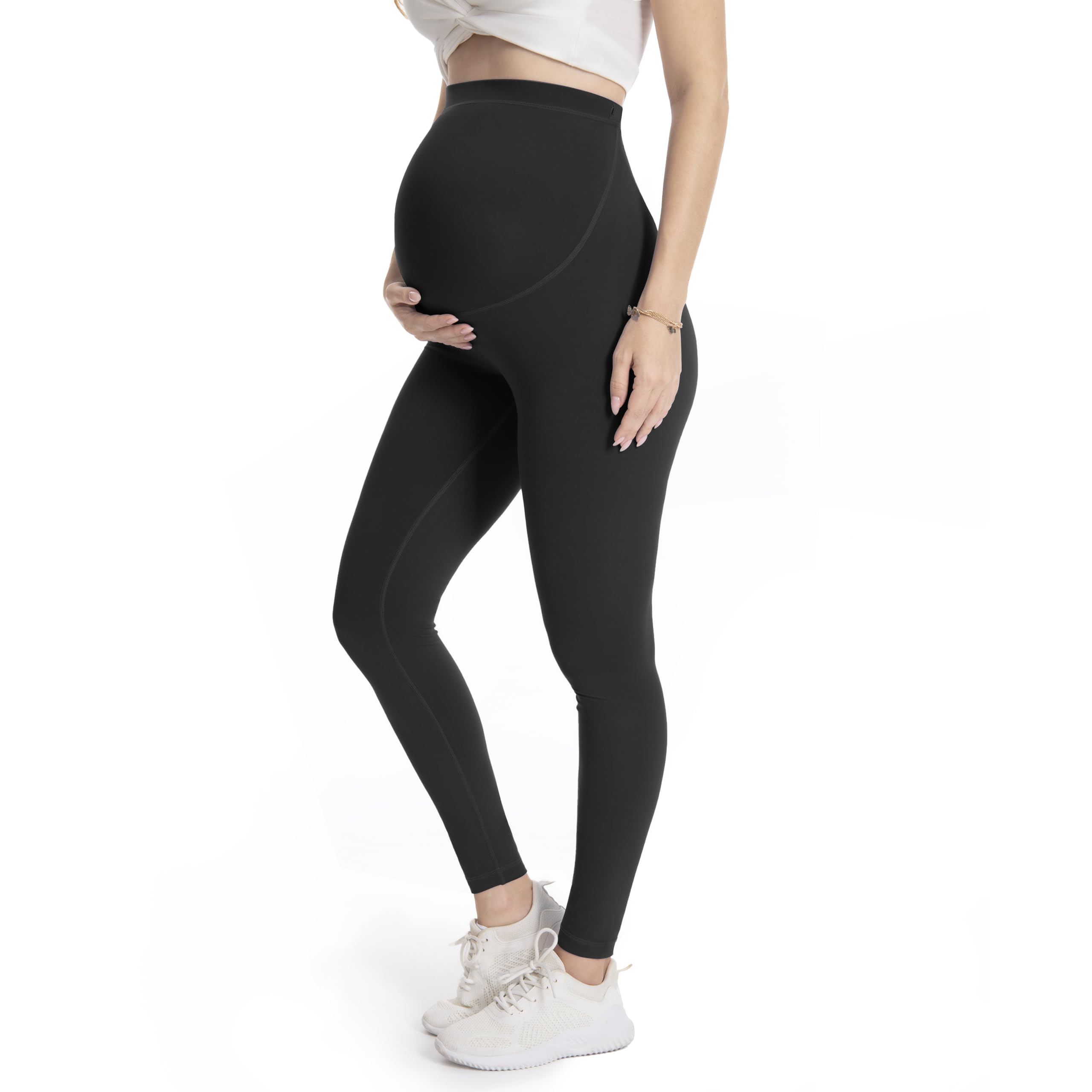 WELL&JUST Maternity Leggings Over The Belly - Ultra Soft Pregnancy Active Wear for Workout & Casual, High Waist Yoga Tights for Expecting Moms - Perfect for Prenatal Exercise, Daily Comfort & Postpartum Recovery