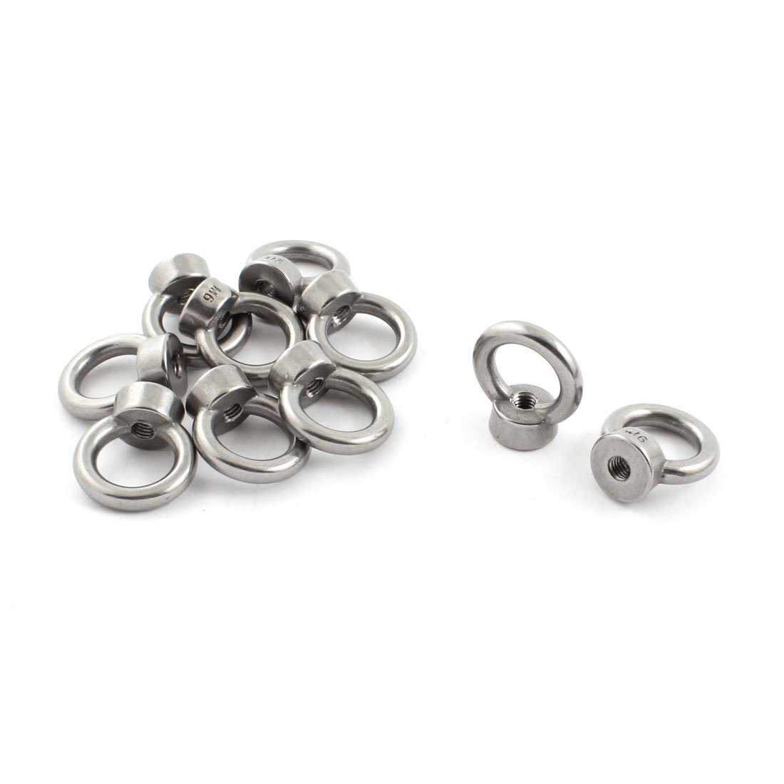 10PCS Silver Stainless Steel Wire Rope Fittings - 6mm Thread Eye Nuts & Rope Clips for Jewelry Making, DIY Crafts, Marine & Outdoor Rigging