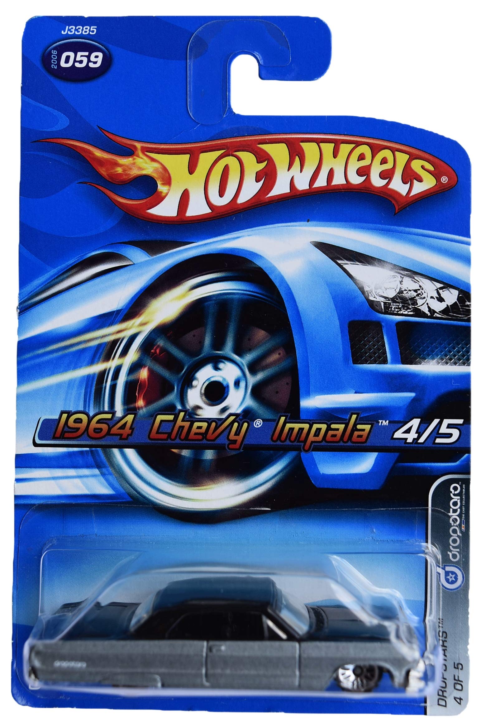 Hot Wheels Dropstars 1964 Chevy Impala #59 Diecast Car - 1:64 Scale Gray Collectible Toy for Kids & Adults - Perfect for Display, Racing & Gift Giving