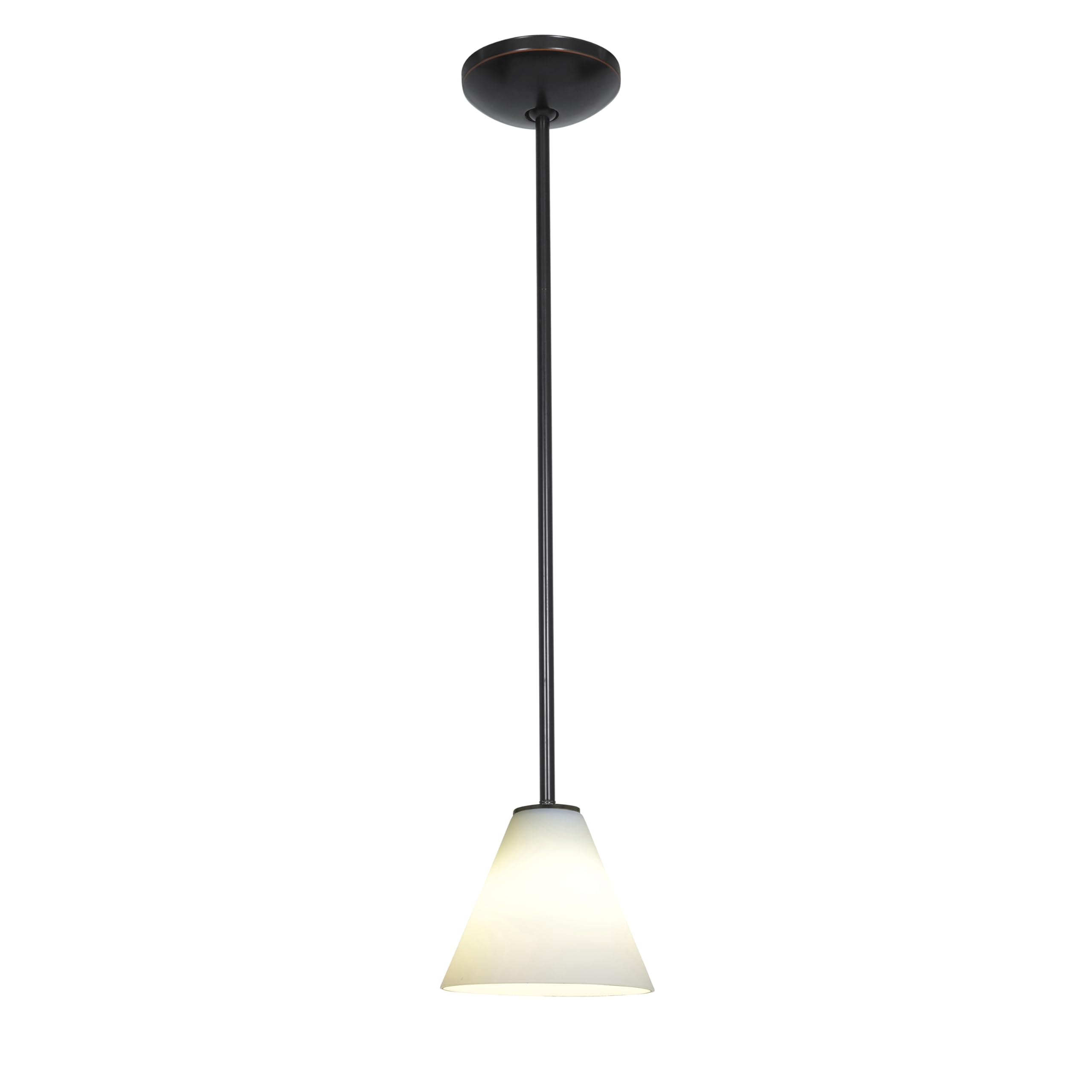 Elegant Oil Rubbed Bronze Martini Glass Pendant Light with White Glass Shade - Vintage Style Rod Mount Ceiling Fixture - Perfect for Dining Room, Bar, or Kitchen Island Lighting