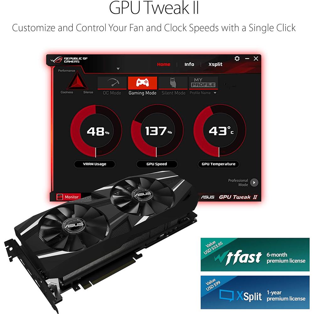 ASUS GeForce RTX 2070 8GB GDDR6 Advanced Graphics Card - High Performance Gaming GPU for 4K Gaming, VR, Video Editing & Streaming | Compatible with Windows 10/11 PCs