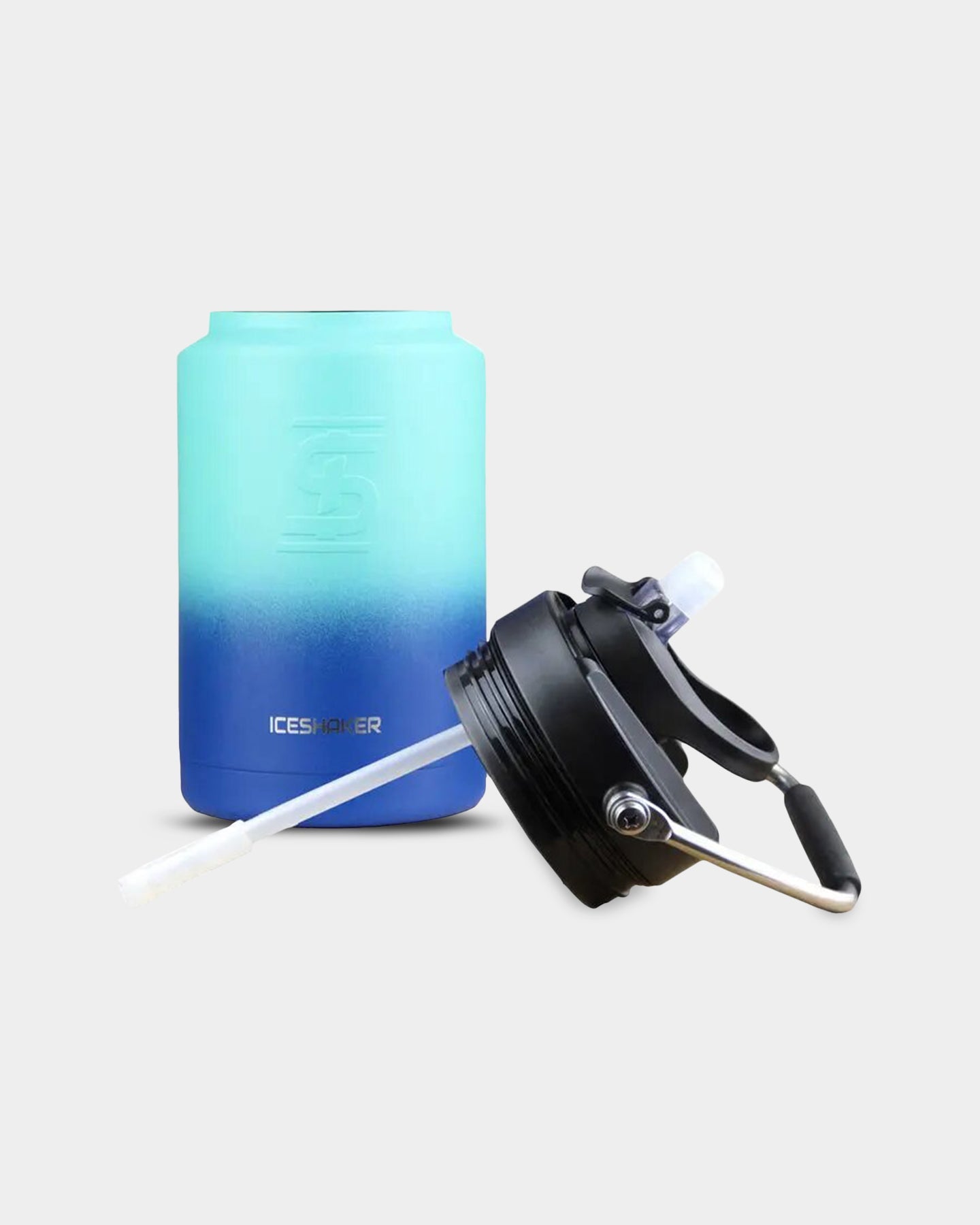 1 Gallon (128oz) Ice Shaker Water Bottle - Leakproof & Insulated Stainless Steel Jug for Gym, Workouts, and Outdoor Activities - Keeps Drinks Cold for 24 Hours