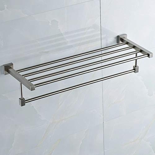 Stainless Steel Wall Mounted Foldable Bathroom Shelf & Towel Rack - 304 Grade Rustproof Organizer for Towels, Robes & Bath Accessories | Space-Saving Solution for Small Bathrooms & Spa-Like Showers