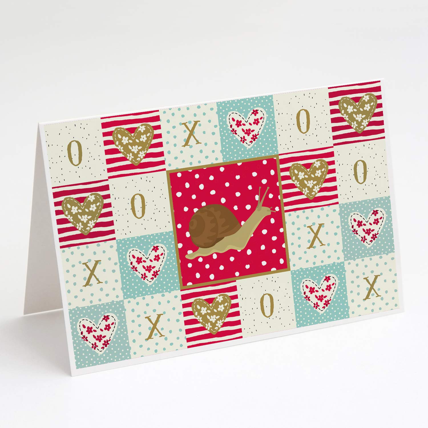 Whimsical Garden Snail Blank Greeting Cards & Envelopes - Pack of 8 Red A7 Size (5x7) Note Cards for Birthday, Thank You & Special Occasions | Caroline's Treasures CK5527GCA7P