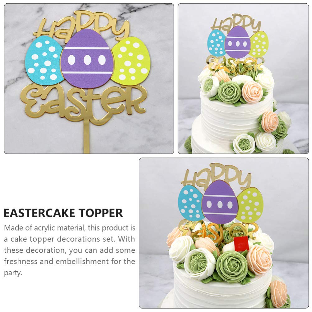 2pcs Easter Cake Toppers - Bunny & Egg Cake Decorations for Easter Desserts, Party Cakes, Cupcakes - Perfect for Easter Celebrations, Spring Parties & Holiday Baking
