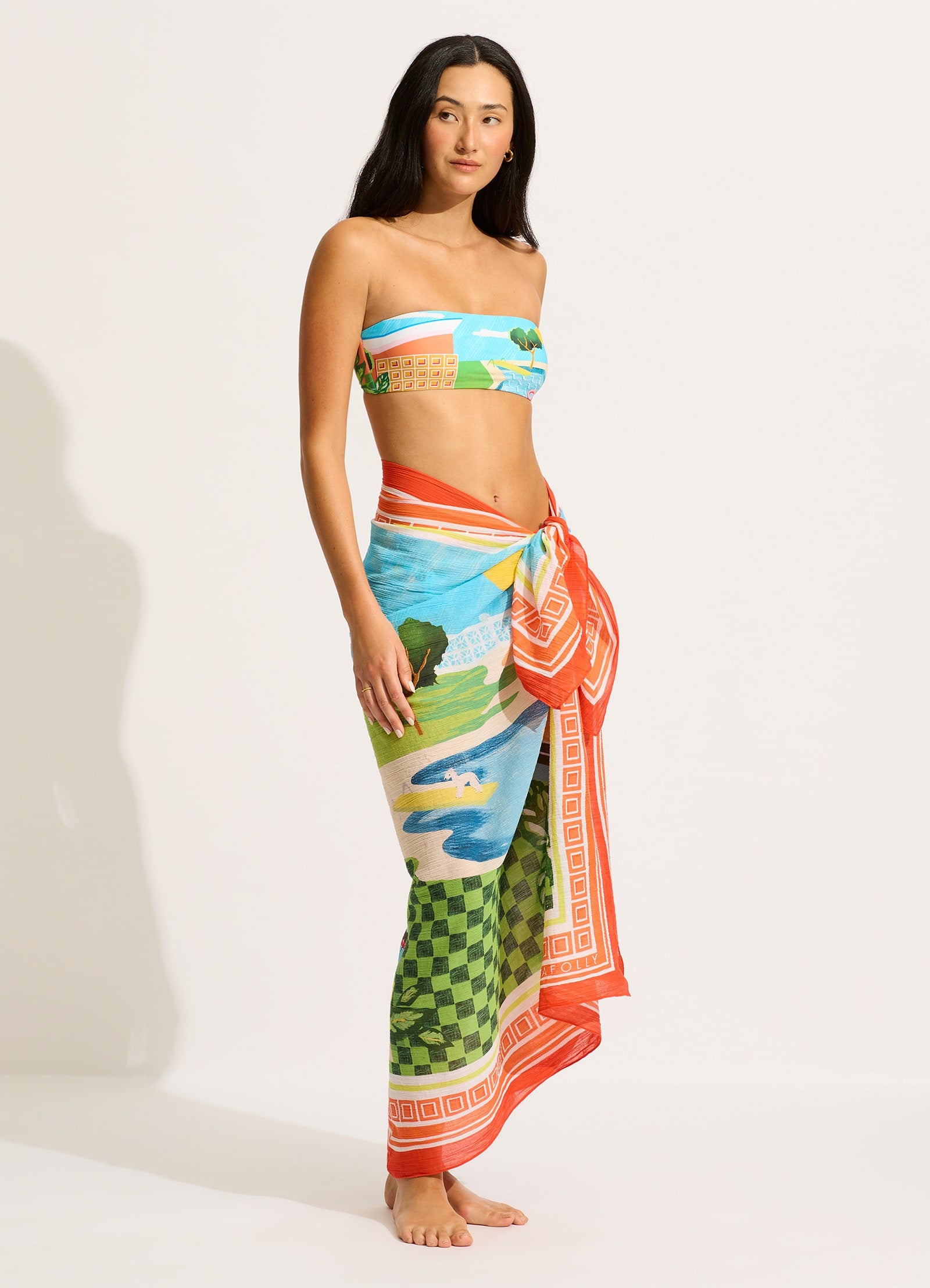 Turquoise Sunset Sarong - Stylish Beach Wrap for Women, Perfect for Poolside, Vacation & Summer Outfits
