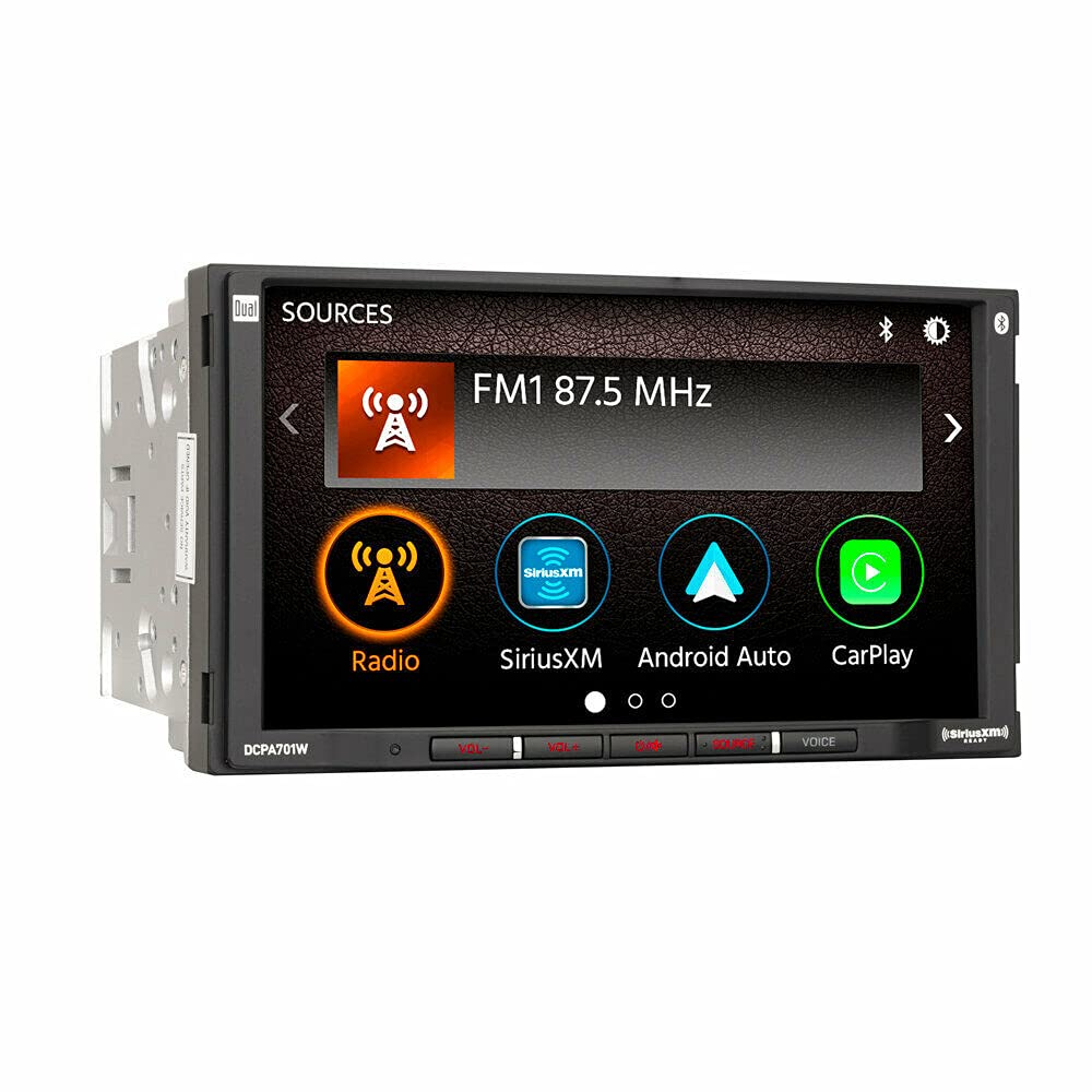 Dual Electronics DCPA701W 7-Inch Single-DIN Car Stereo with Bluetooth, Android Auto, Wireless CarPlay, WiFi, Built-in Gravity Magnet Phone Holder & Rearview Camera - Perfect for Hands-Free Calling, Music Streaming & Safe Driving in Your Vehicle