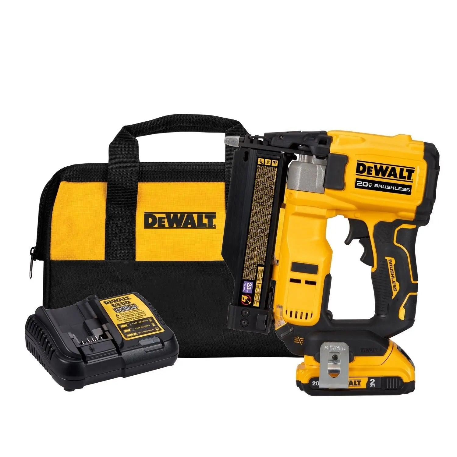 DeWalt DCN623D1 20V MAX XR 23 Gauge Cordless Pin Nailer Kit with 2.0Ah Battery & Tool Bag - Perfect for Trim Work, Cabinetry, and DIY Woodworking Projects