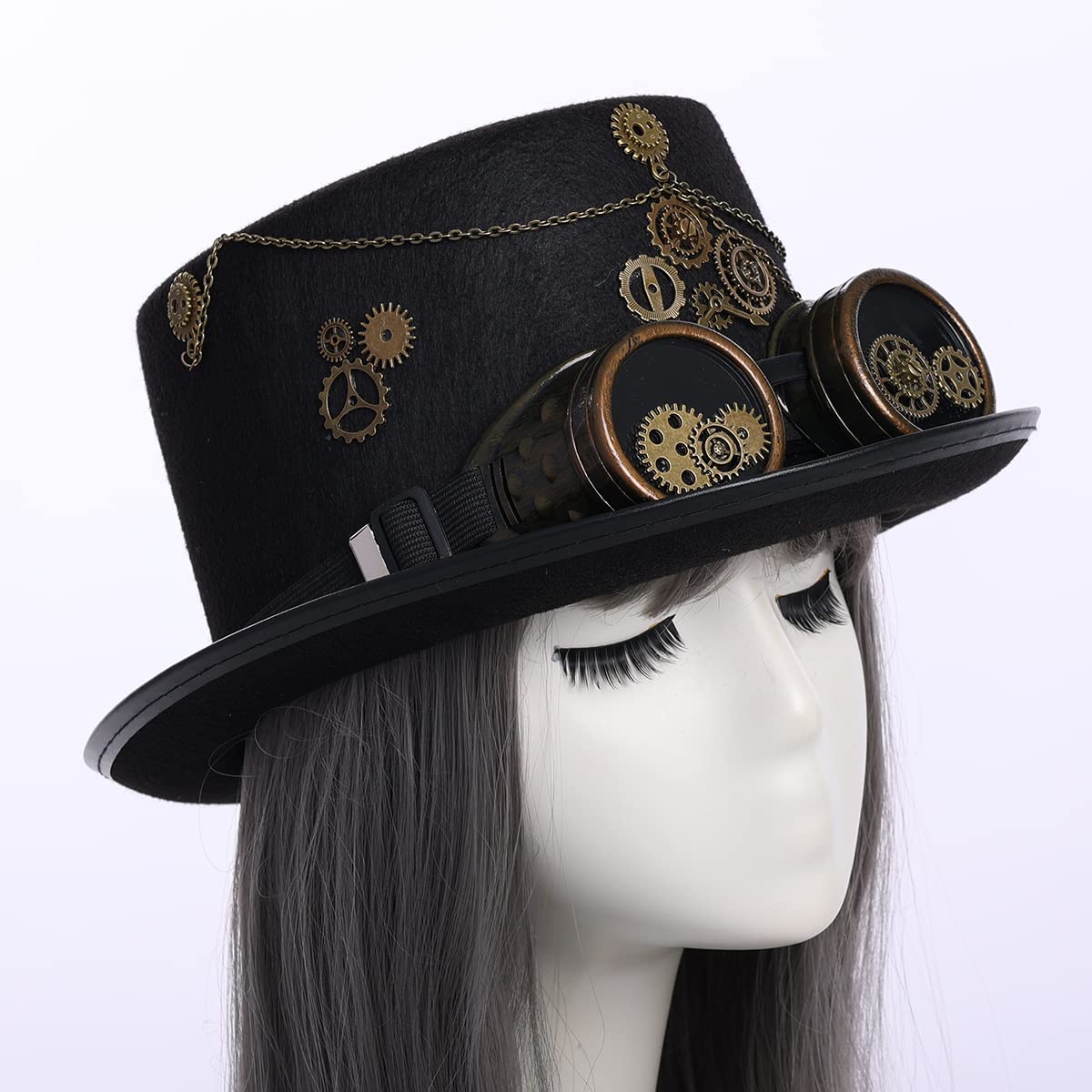 Steampunk Top Hat with Goggles for Women & Men - Victorian Gothic Halloween Costume Accessory - Perfect for Cosplay, Halloween Parties, and Themed Events