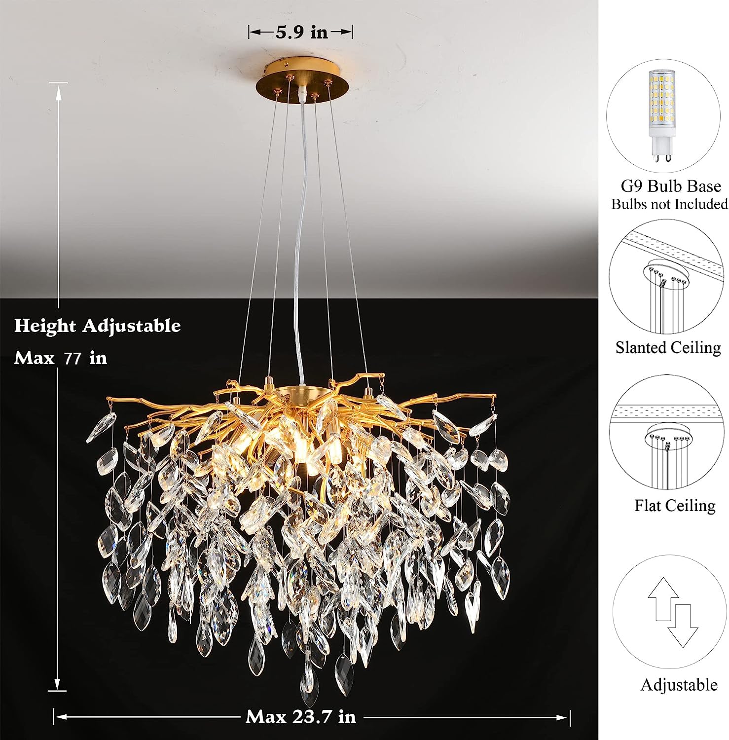 Crystal Tree Branches Chandelier - 23.7