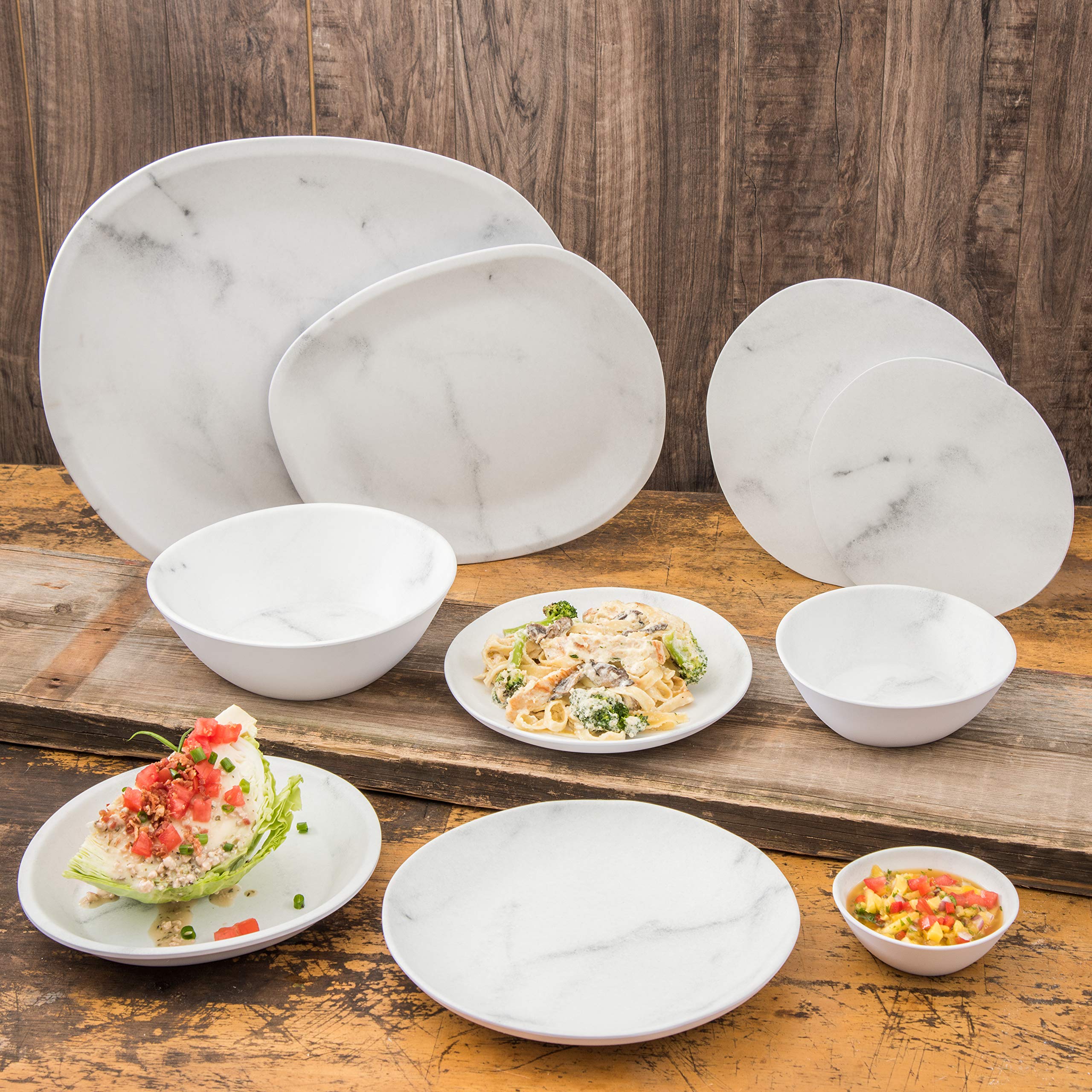 Carlisle FoodService 8 oz Reusable Melamine Soup Bowls - Marble Design, Durable Plastic for Home & Restaurant Use (Pack of 24) - Perfect for Soups, Salads, Cereals & Party Serving