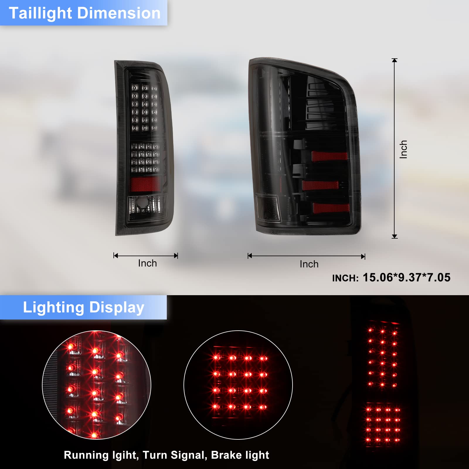 ROXX LED Tail Lights for 2007-2014 Chevy Silverado 1500/2500/3500 & GMC Sierra 3500HD - Clear Lens Replacement - Enhanced Visibility & Safety for Night Driving & Towing
