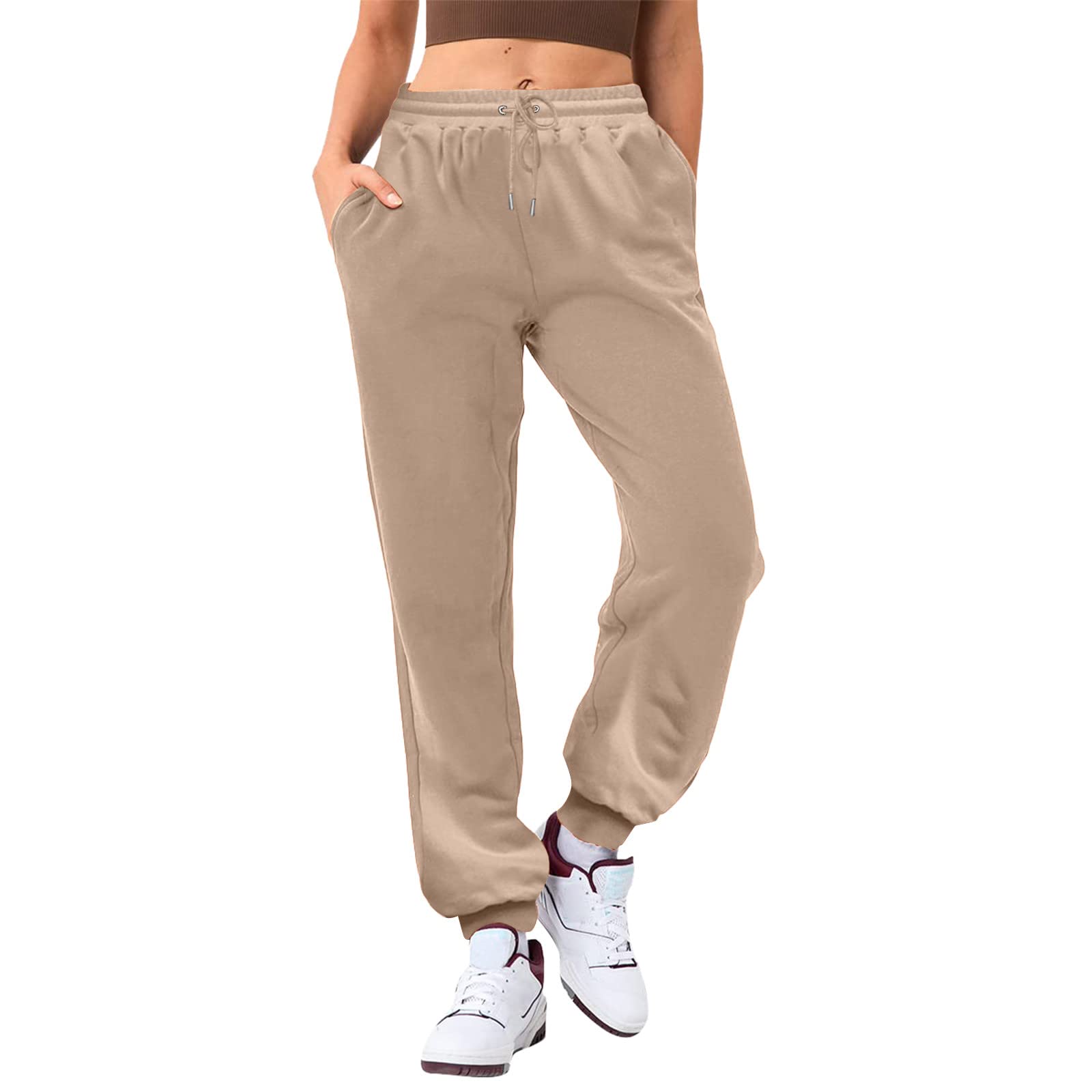 Luooli Women's Stretchy Cargo Pants with Pockets - High Waist Workout Trousers for Fall Winter 2023 - Comfortable Sweatpants for Running, Yoga & Casual Wear
