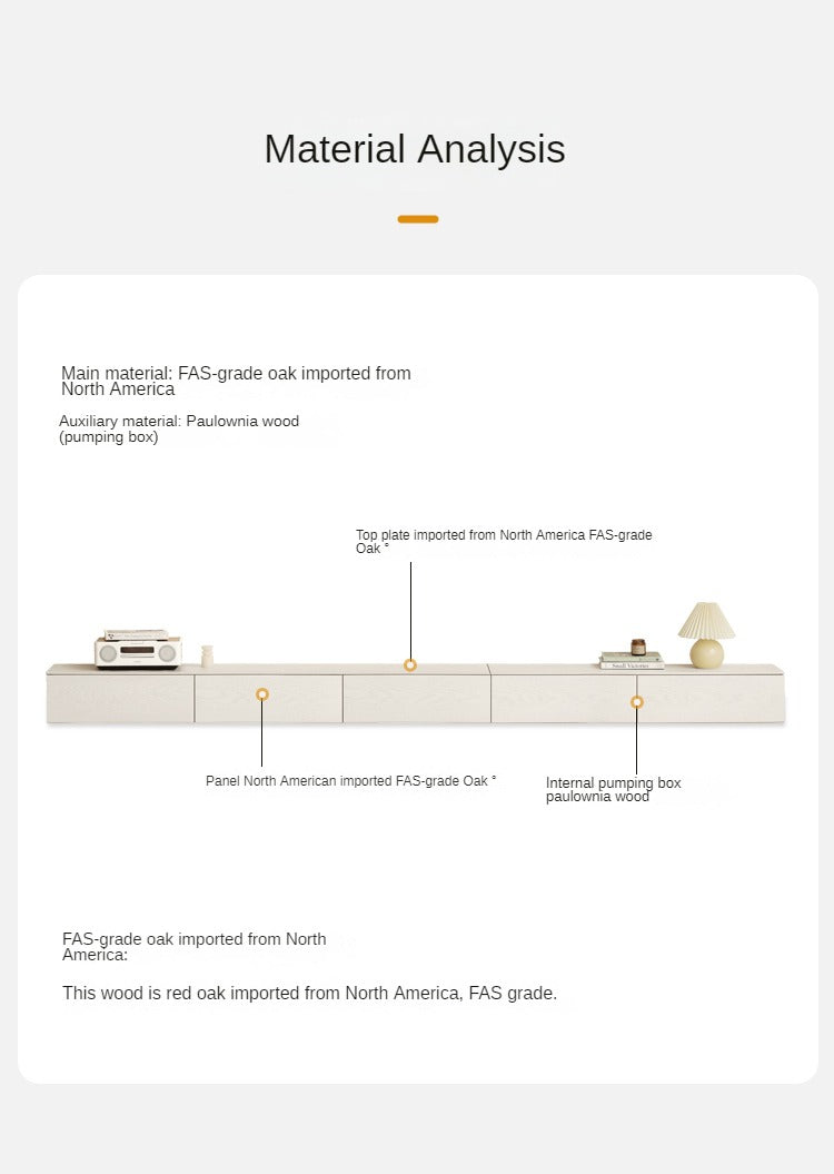 White Cream Oak Solid Wood Floating TV Stand - Modern Suspension TV Cabinet for Living Room, Bedroom & Home Theater Setup