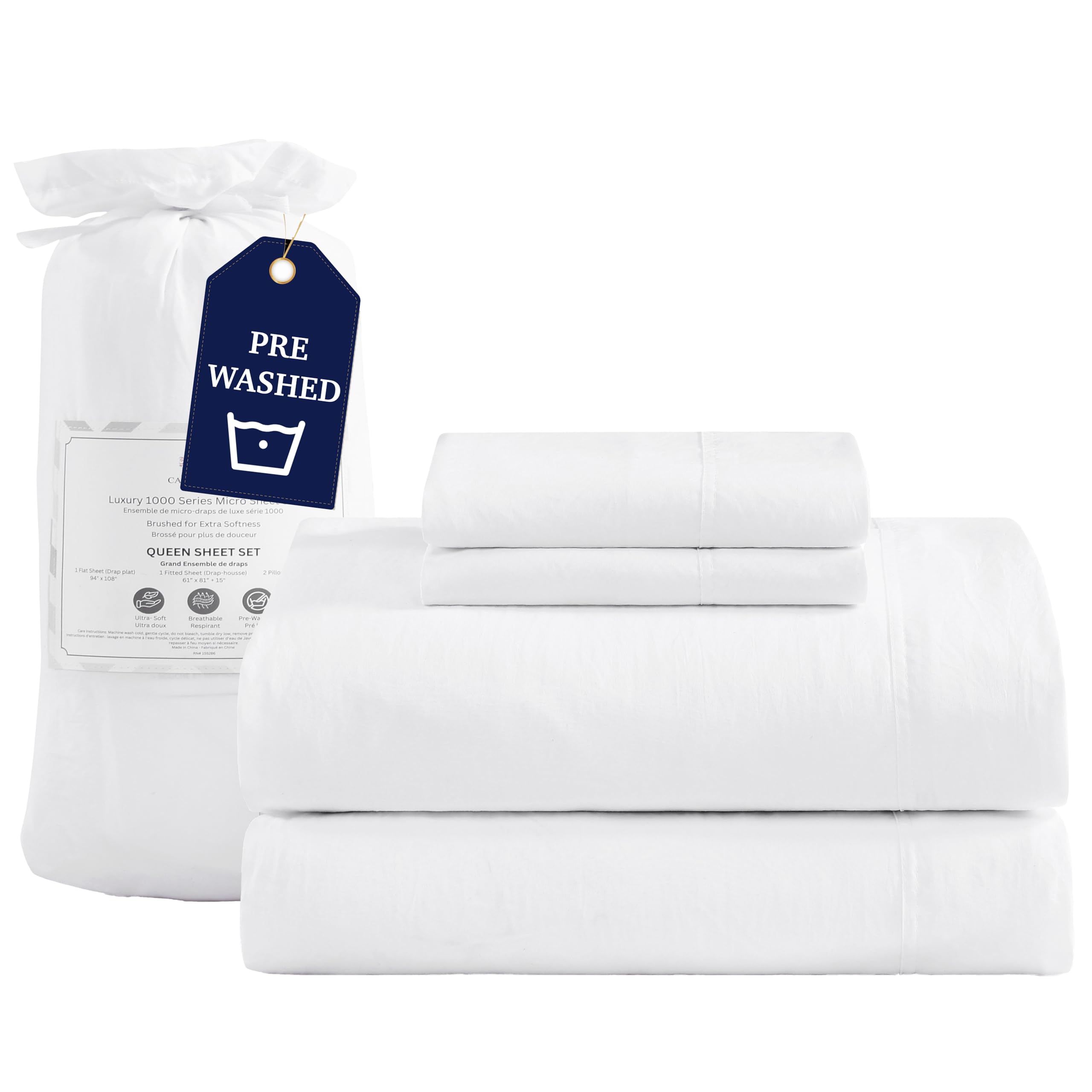 Split King Sheet Set for Adjustable Beds - 100% Brushed Microfiber, Pre-Washed, Ultra Soft & Deep Pocket (Fits 15