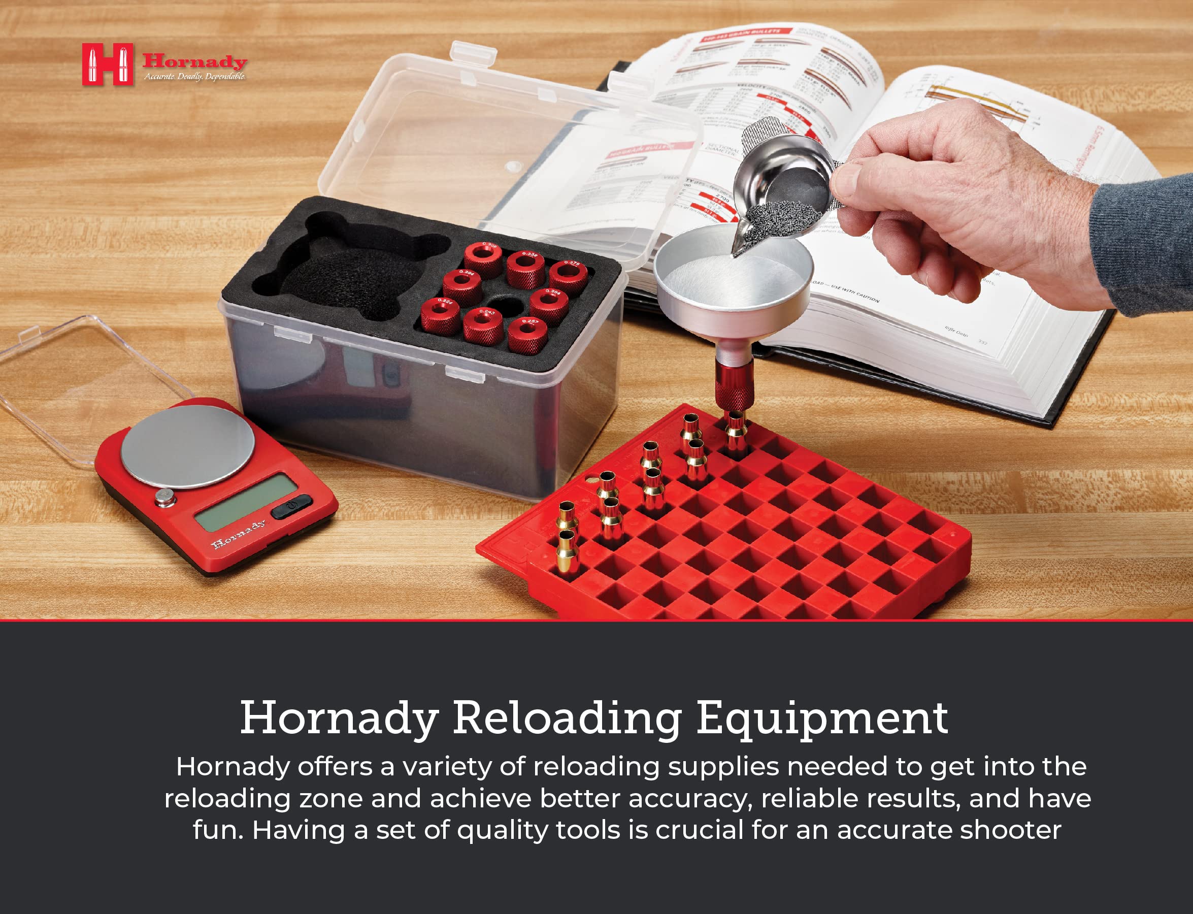 Hornady Premium Powder Funnel Kit 586059 - High Capacity Anti-Static Aluminum Powder Funnel for Reloading - Includes 9 Caliber Specific Adapters & Storage Case - Perfect for Ammo Reloading, Gun Cleaning & Shooting Range Maintenance