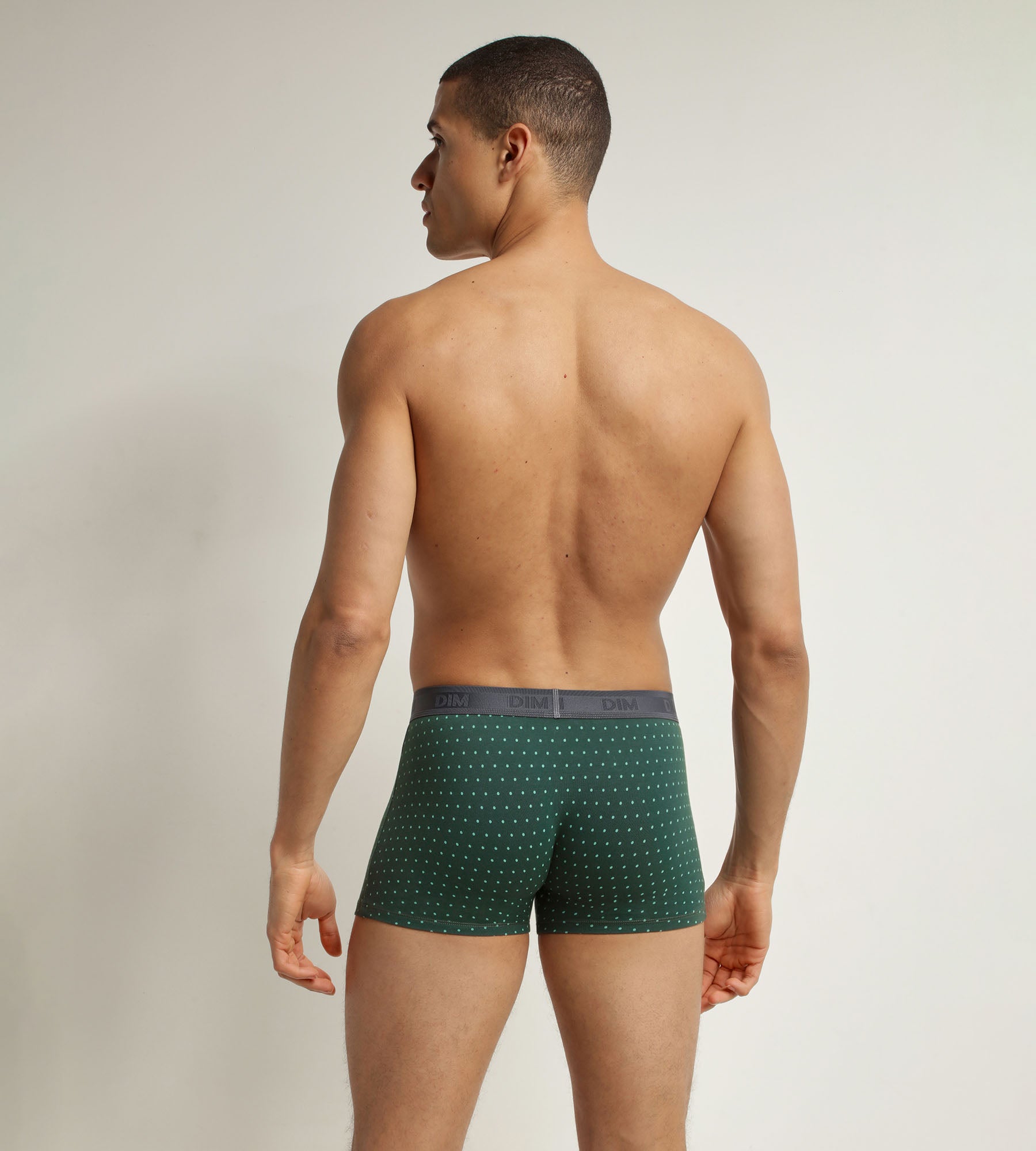 Stretch Cotton Men's Boxer Briefs - Green Polka Dot Design - Comfortable Underwear for Daily Wear & Sleep