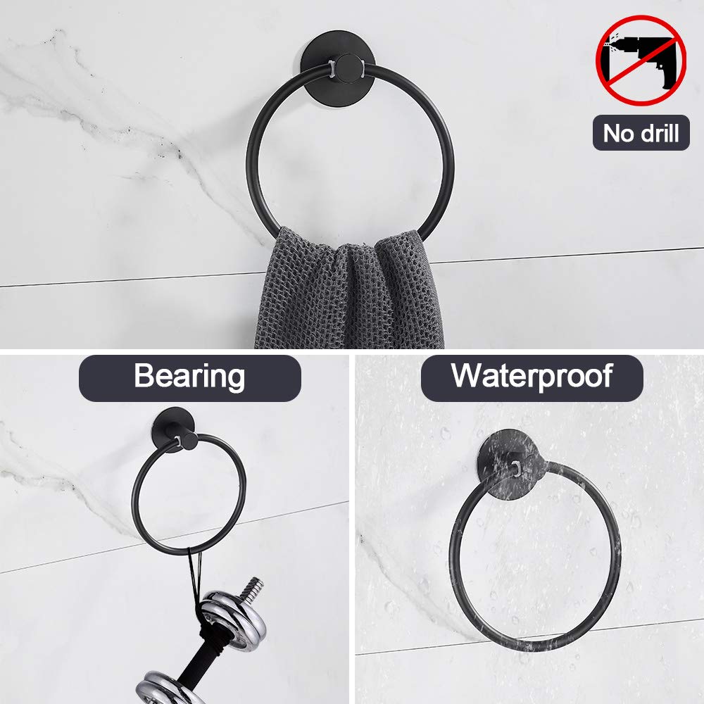 GERUIKE Self Adhesive Towel Ring - Stainless Steel Rustproof Bathroom Towel Holder, Wall Mounted Hand Towel Ring for Kitchen & Bathroom Organization