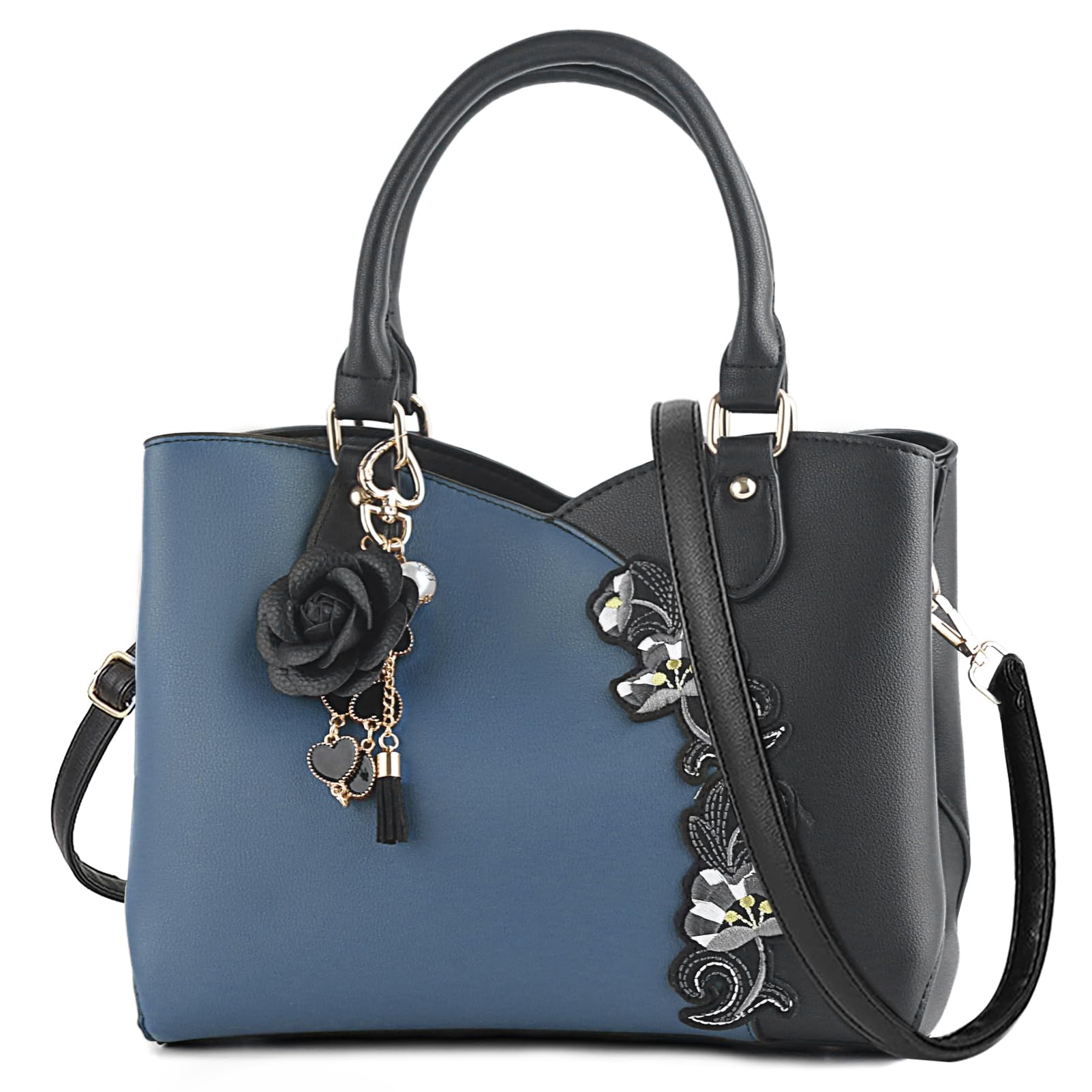 ELDA Women's Embroidery Handbag - Stylish Top Handle Purse for Work & Travel